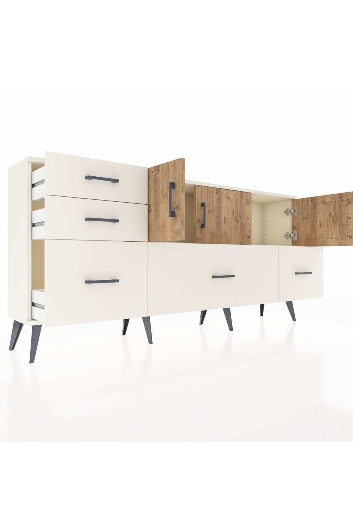 Arges Konsol 2 Raflı 5 Çekmeceli 3 Kapaklı 176x30x83 - S148M030V01A