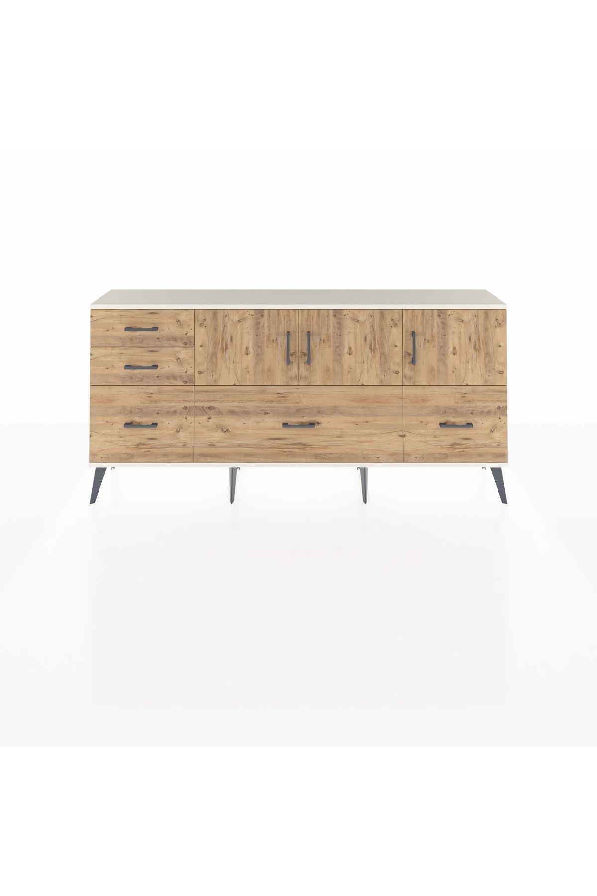 Arges Konsol 2 Raflı 5 Çekmeceli 3 Kapaklı 176x30x83 - S148M030V03A