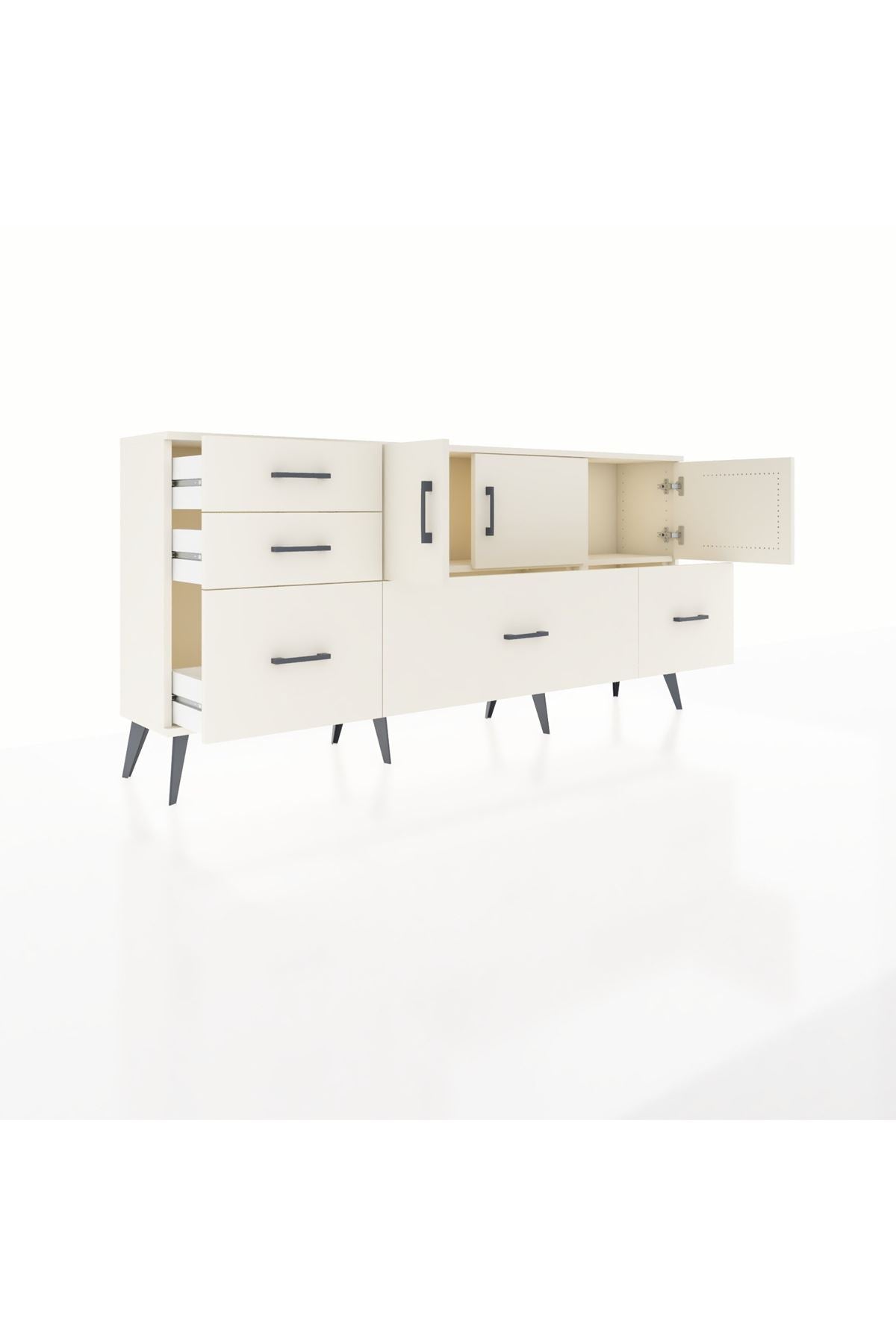 Arges Konsol 2 Raflı 5 Çekmeceli 3 Kapaklı 176x30x83 - S148M030V04A