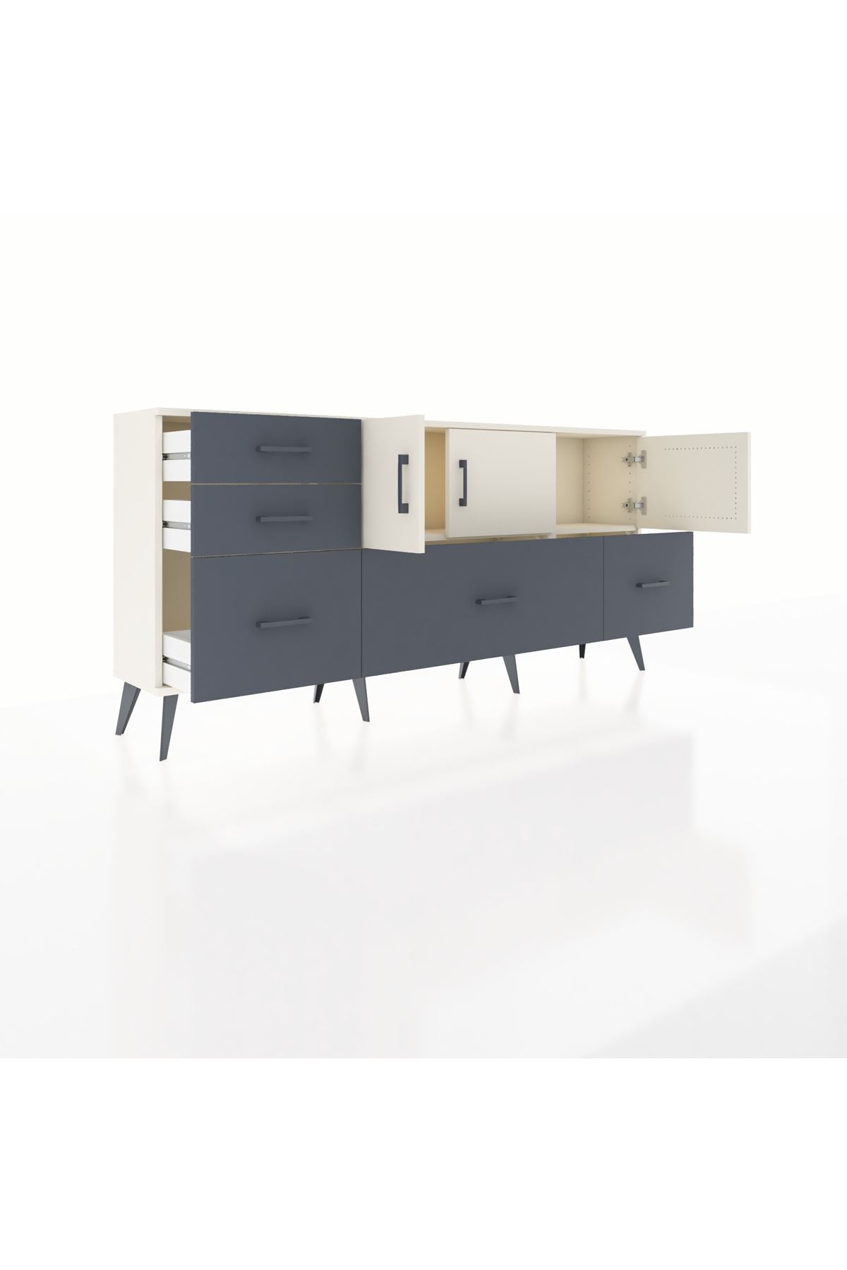 Arges Konsol 2 Raflı 5 Çekmeceli 3 Kapaklı 176x30x83 - S148M030V05A