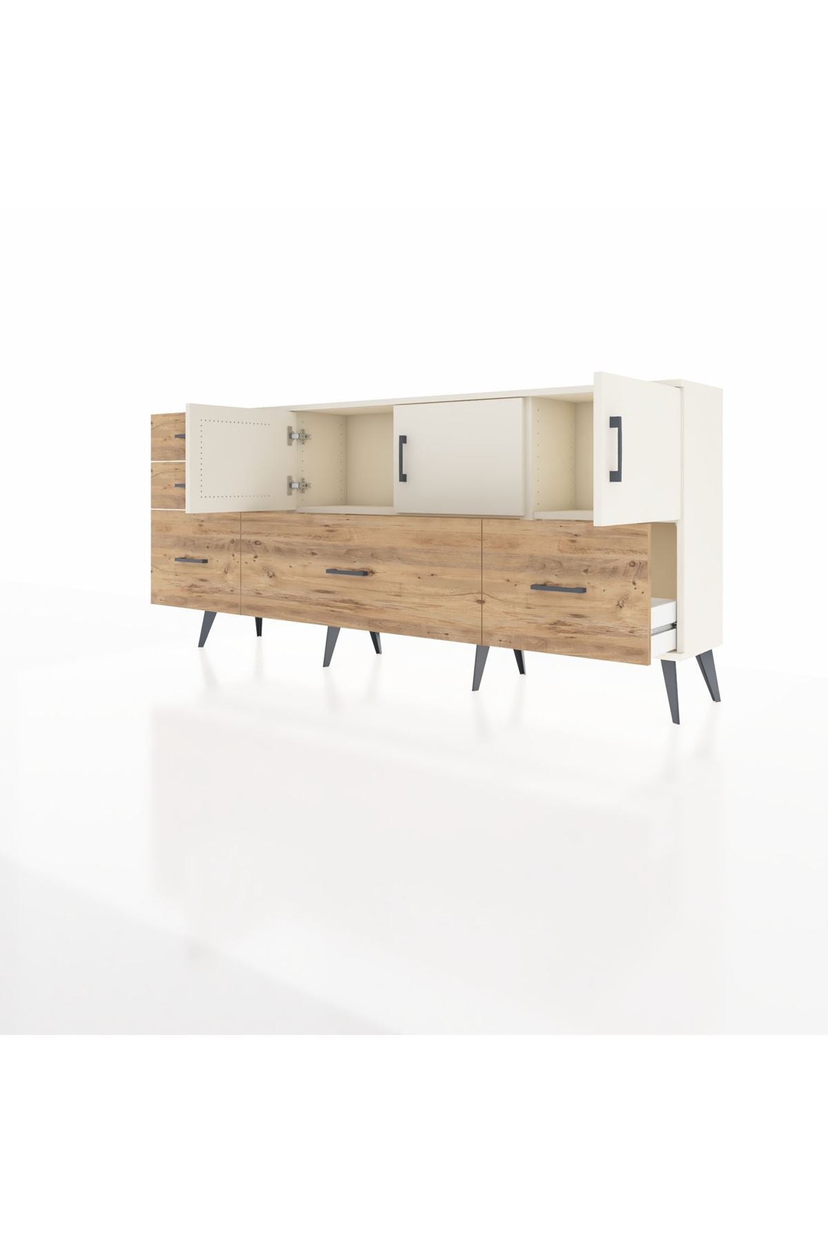 Arges Konsol 2 Raflı 5 Çekmeceli 3 Kapaklı 176x30x83 - S148M030V06A
