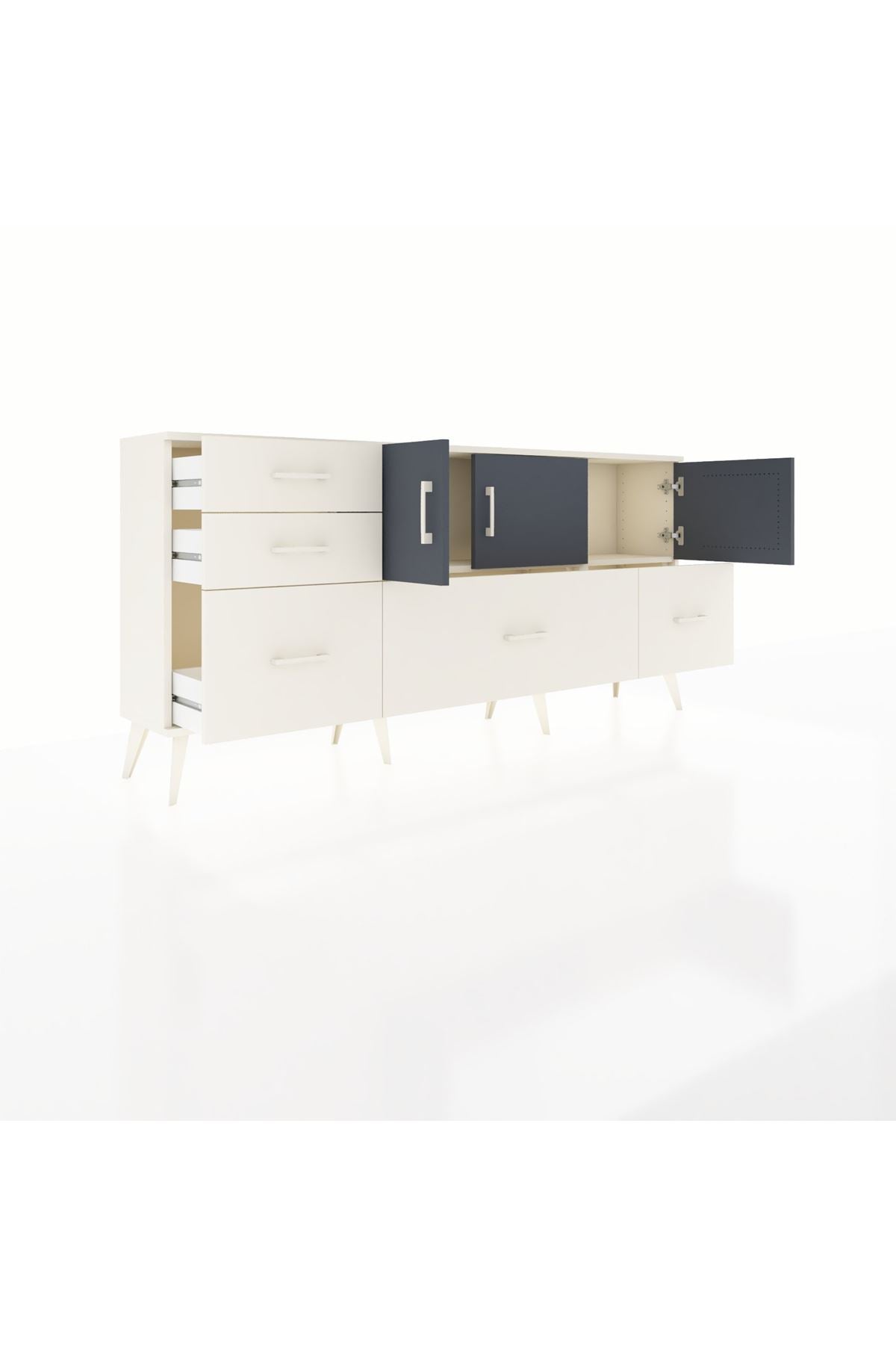Arges Konsol 2 Raflı 5 Çekmeceli 3 Kapaklı 176x30x83 - S148M030V07A