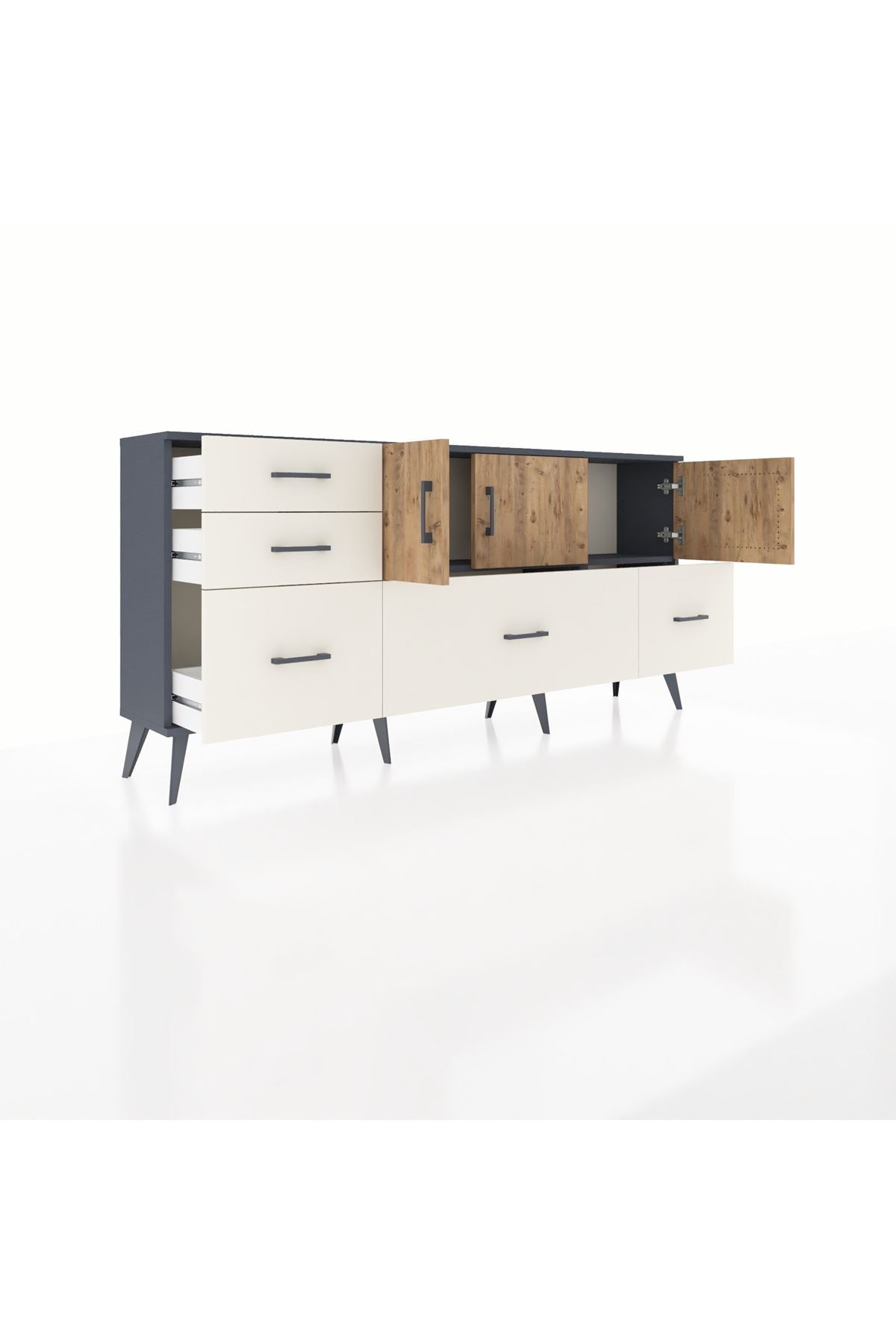 Arges Konsol 2 Raflı 5 Çekmeceli 3 Kapaklı 176x30x83 - S148M030V10A