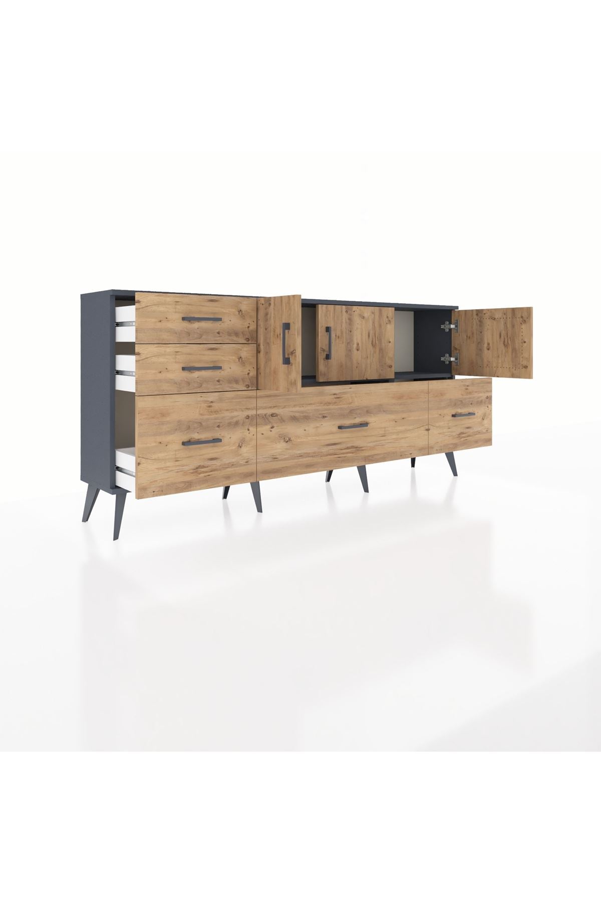 Arges Konsol 2 Raflı 5 Çekmeceli 3 Kapaklı 176x30x83 - S148M030V12A