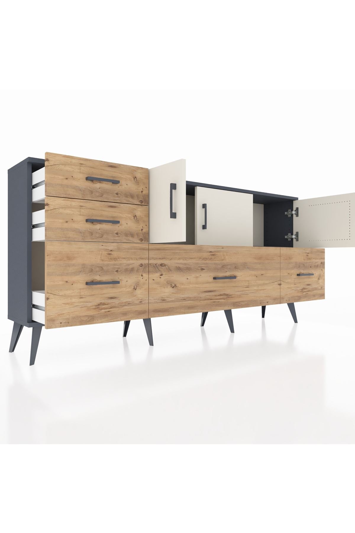 Arges Konsol 2 Raflı 5 Çekmeceli 3 Kapaklı 176x30x83 - S148M030V15A