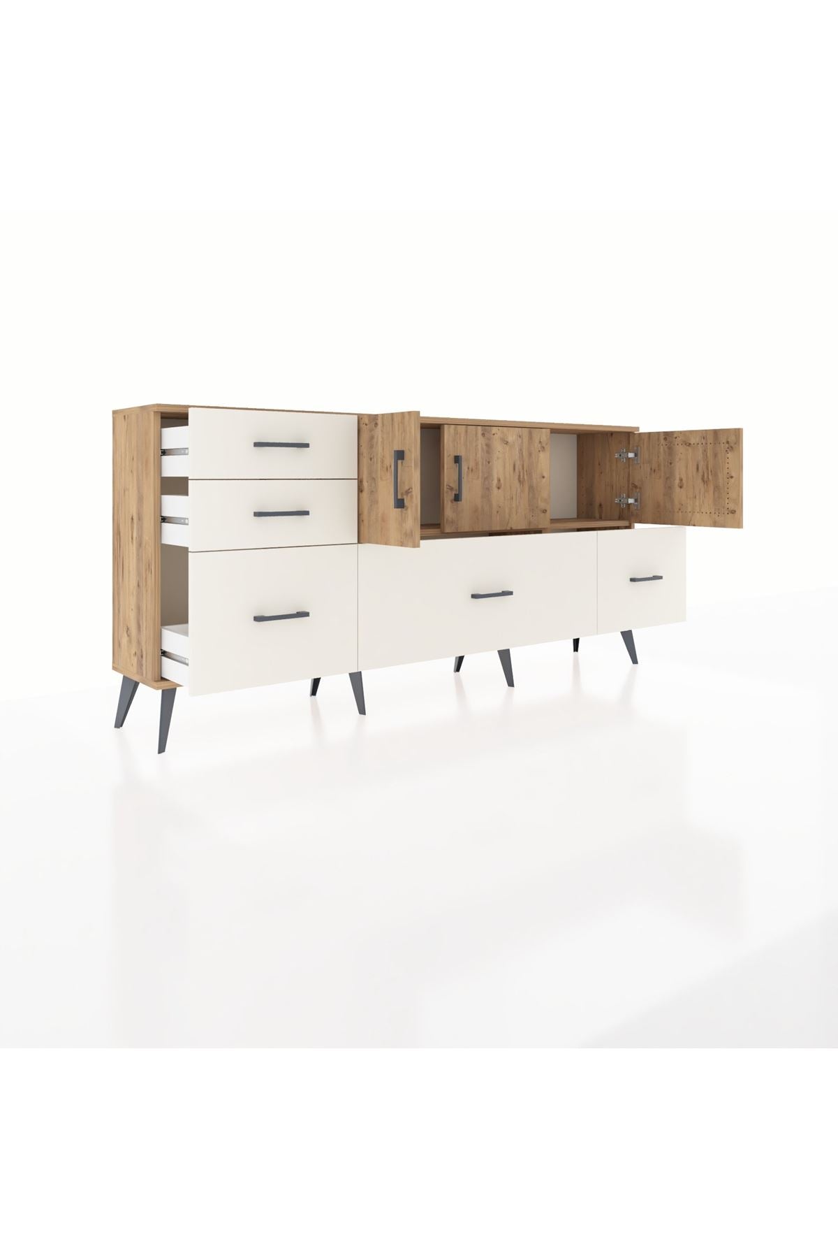 Arges Konsol 2 Raflı 5 Çekmeceli 3 Kapaklı 176x30x83 - S148M030V19A