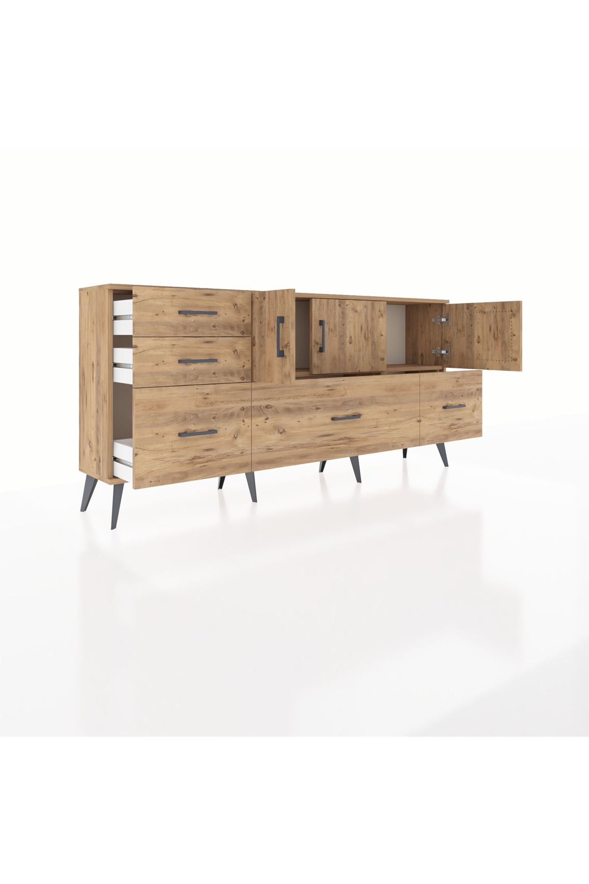 Arges Konsol 2 Raflı 5 Çekmeceli 3 Kapaklı 176x30x83 - S148M030V21A