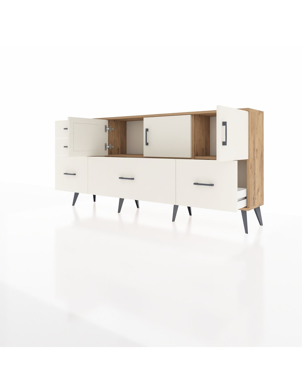 Arges Konsol 2 Raflı 5 Çekmeceli 3 Kapaklı 176x30x83 - S148M030V22A