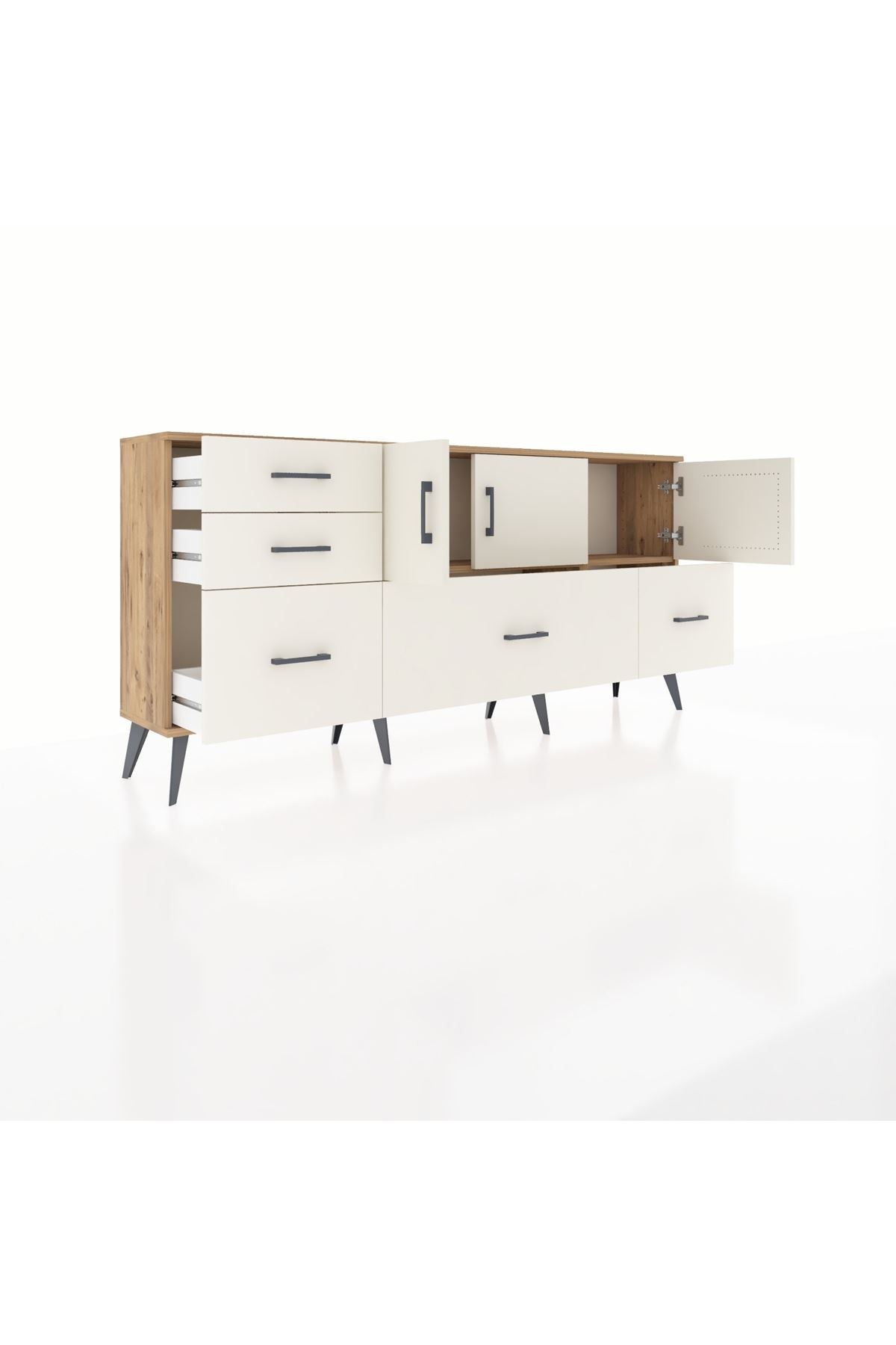 Arges Konsol 2 Raflı 5 Çekmeceli 3 Kapaklı 176x30x83 - S148M030V22A
