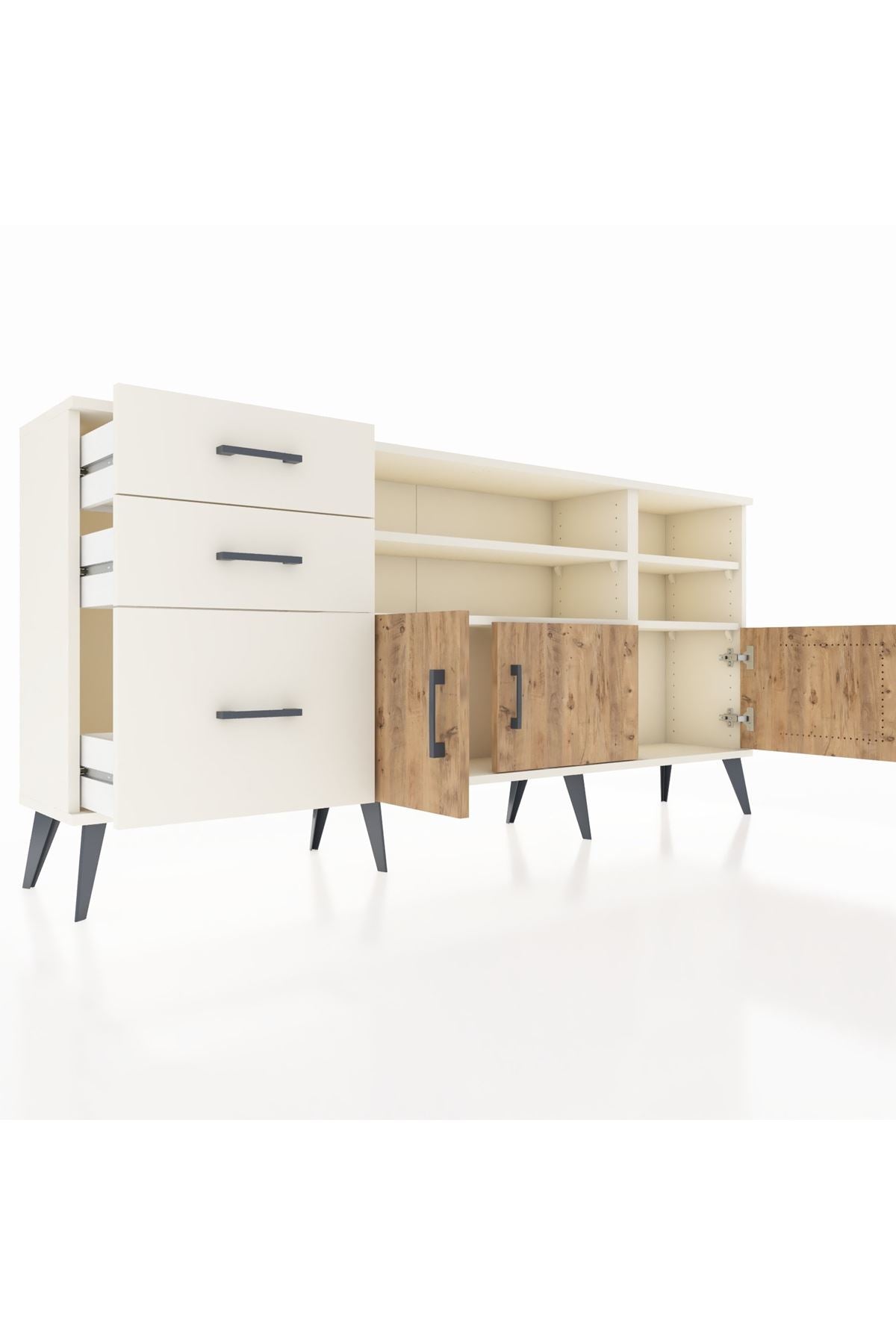 Arges Konsol 4 Raflı 3 Çekmeceli 3 Kapaklı 176x30x83 - S148M031V01A
