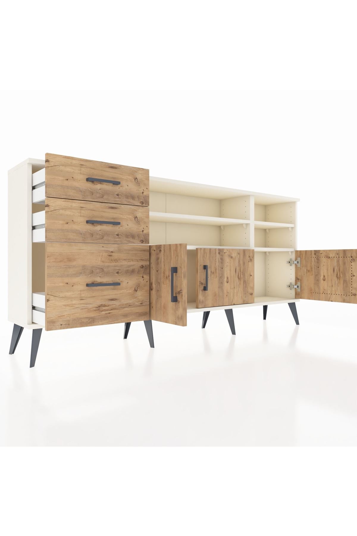 Arges Konsol 4 Raflı 3 Çekmeceli 3 Kapaklı 176x30x83 - S148M031V03A