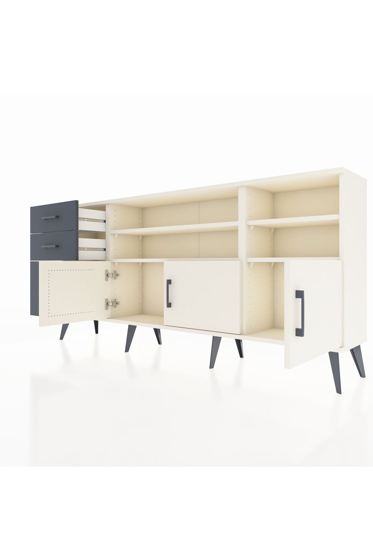 Arges Konsol 4 Raflı 3 Çekmeceli 3 Kapaklı 176x30x83 - S148M031V05A