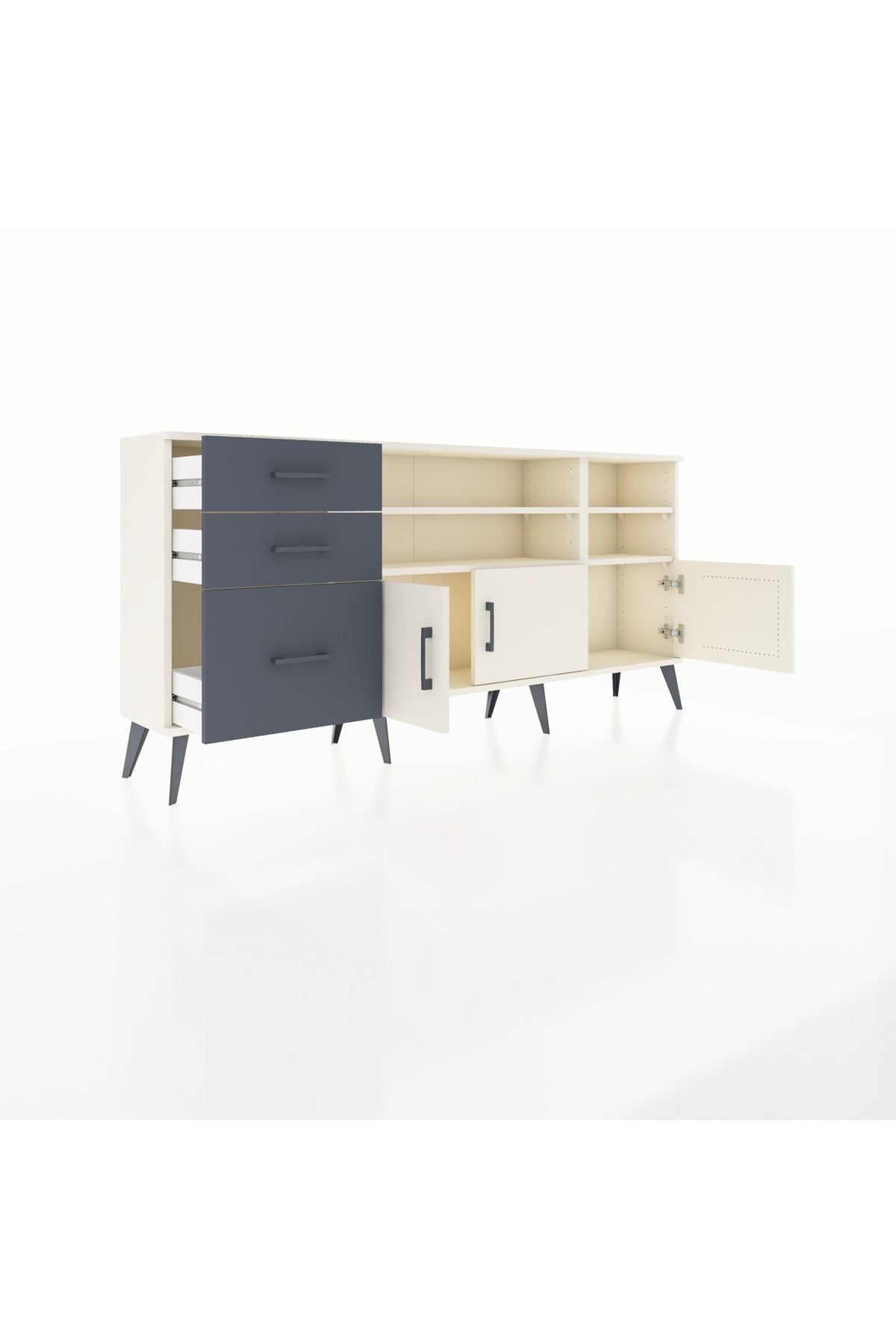 Arges Konsol 4 Raflı 3 Çekmeceli 3 Kapaklı 176x30x83 - S148M031V05A