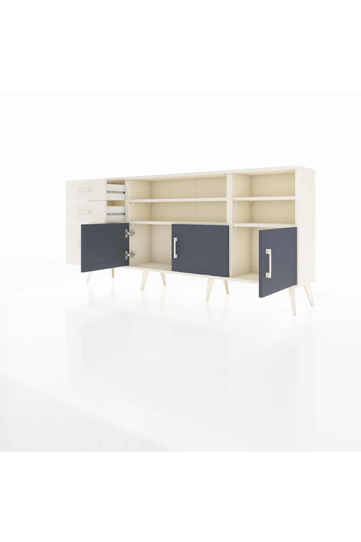 Arges Konsol 4 Raflı 3 Çekmeceli 3 Kapaklı 176x30x83 - S148M031V07A