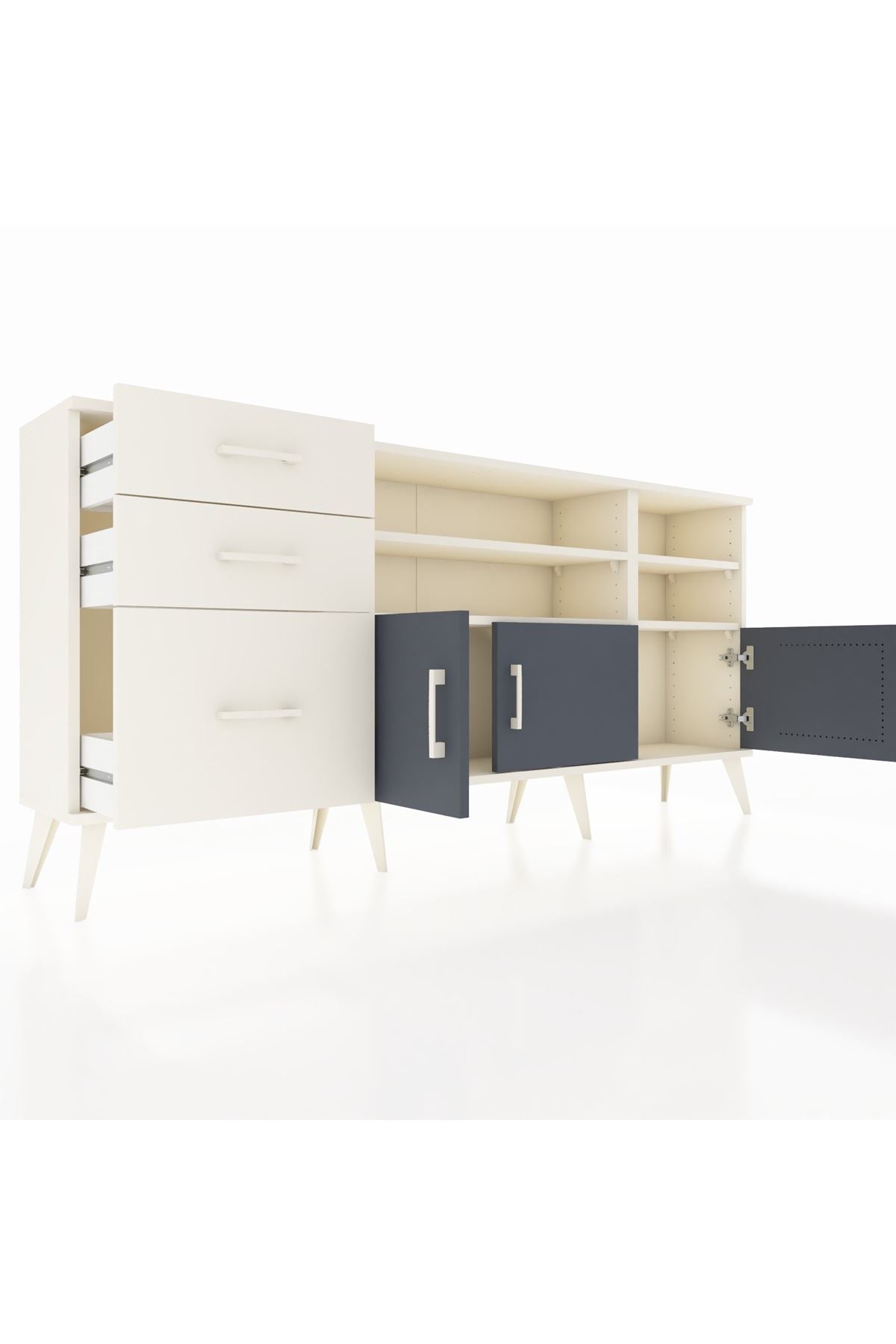 Arges Konsol 4 Raflı 3 Çekmeceli 3 Kapaklı 176x30x83 - S148M031V07A