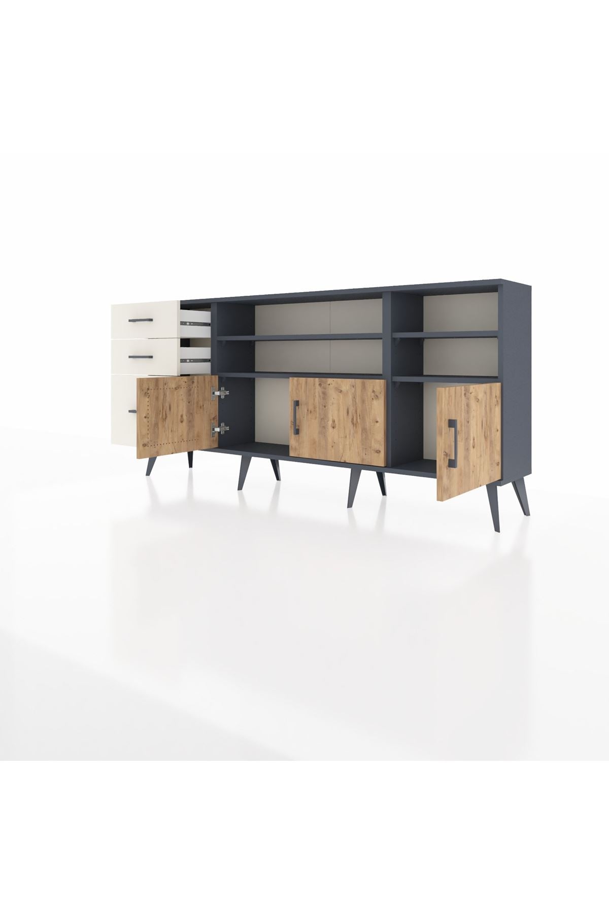 Arges Konsol 4 Raflı 3 Çekmeceli 3 Kapaklı 176x30x83 - S148M031V10A