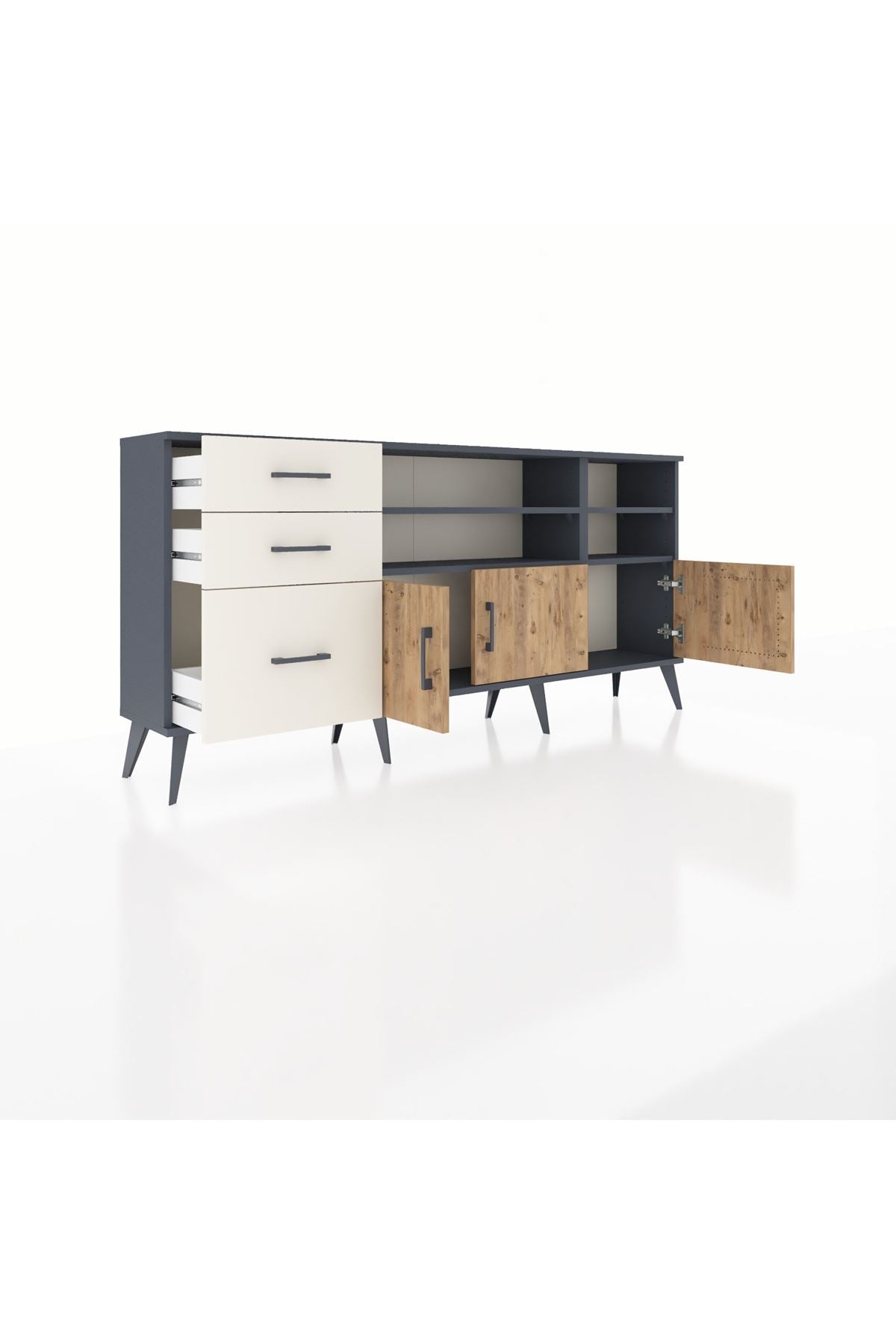 Arges Konsol 4 Raflı 3 Çekmeceli 3 Kapaklı 176x30x83 - S148M031V10A