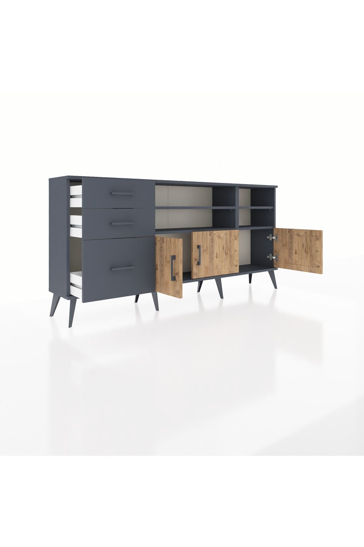 Arges Konsol 4 Raflı 3 Çekmeceli 3 Kapaklı 176x30x83 - S148M031V11A