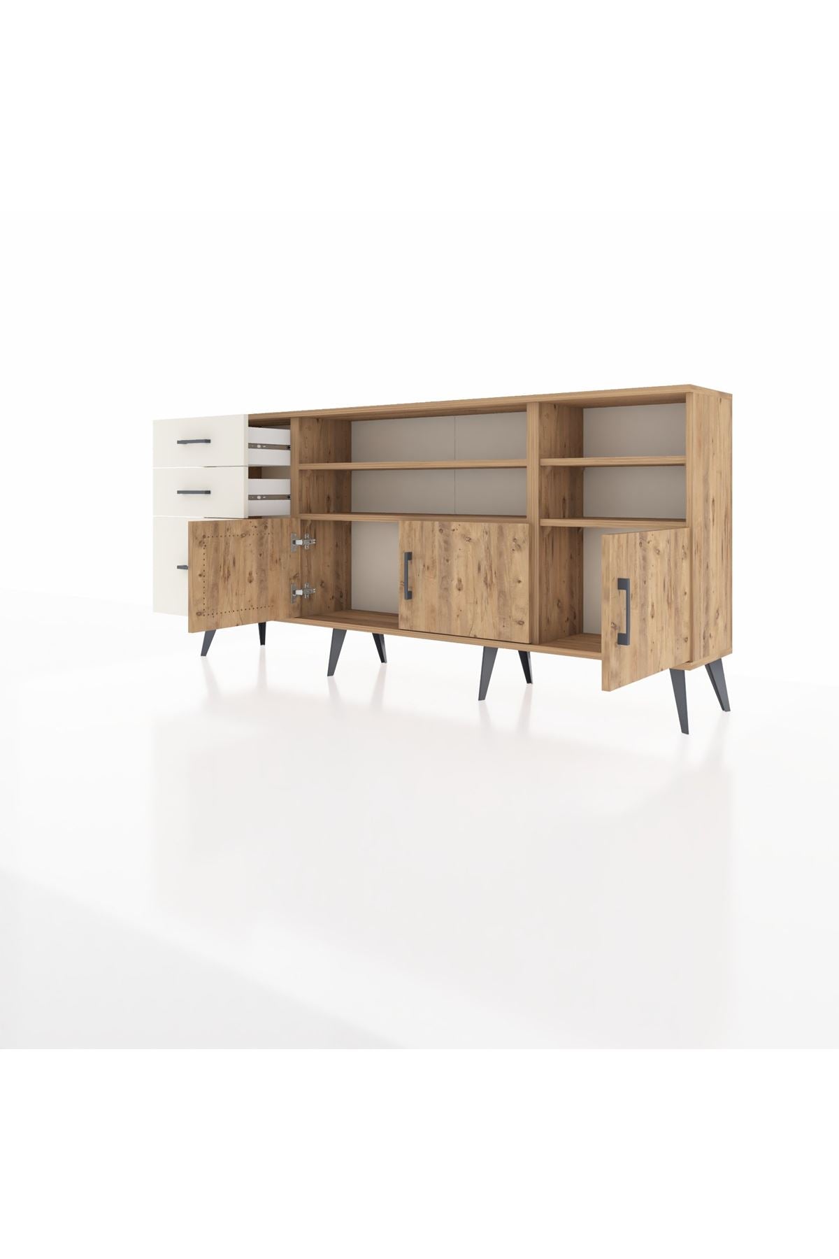 Arges Konsol 4 Raflı 3 Çekmeceli 3 Kapaklı 176x30x83 - S148M031V19A