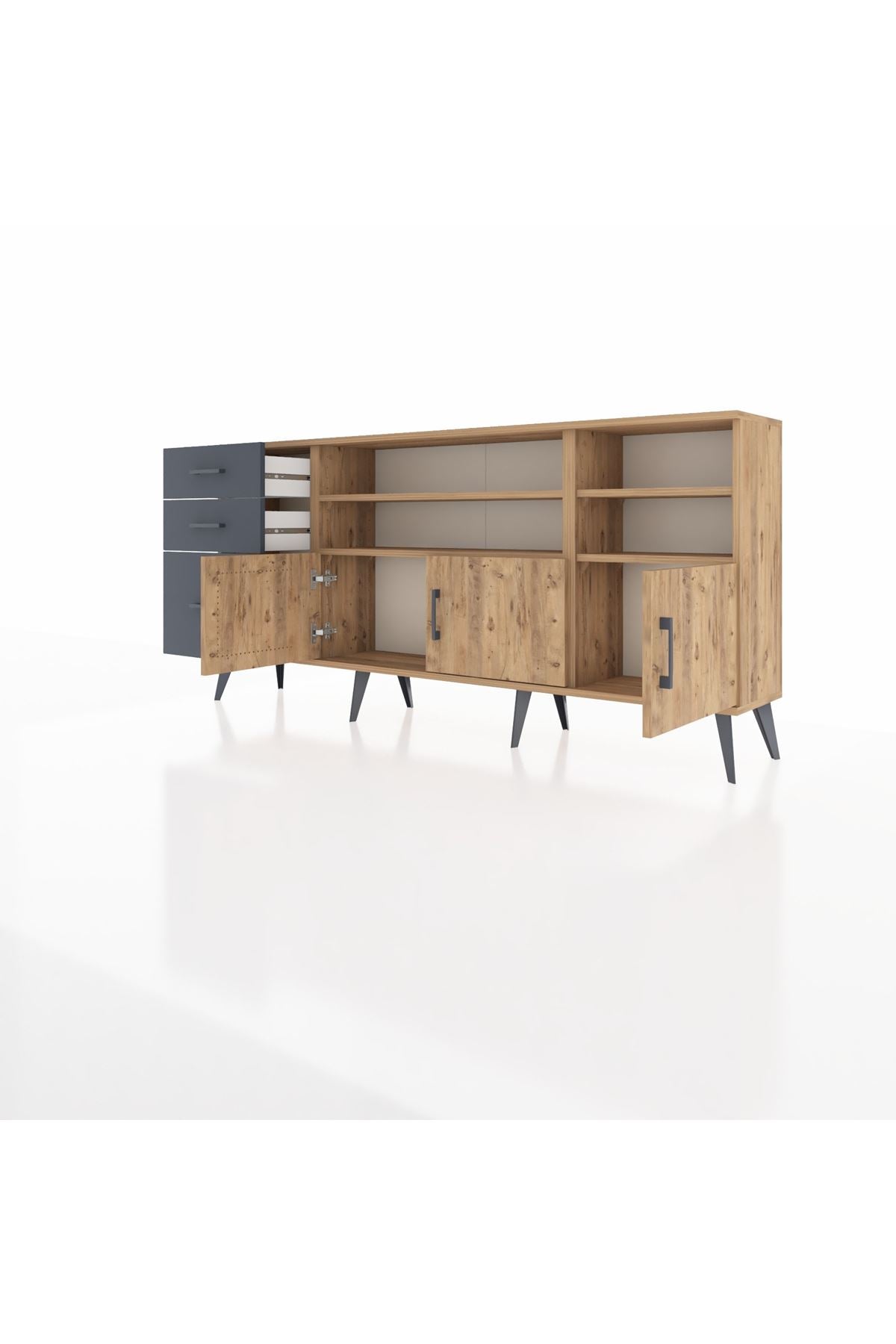 Arges Konsol 4 Raflı 3 Çekmeceli 3 Kapaklı 176x30x83 - S148M031V20A