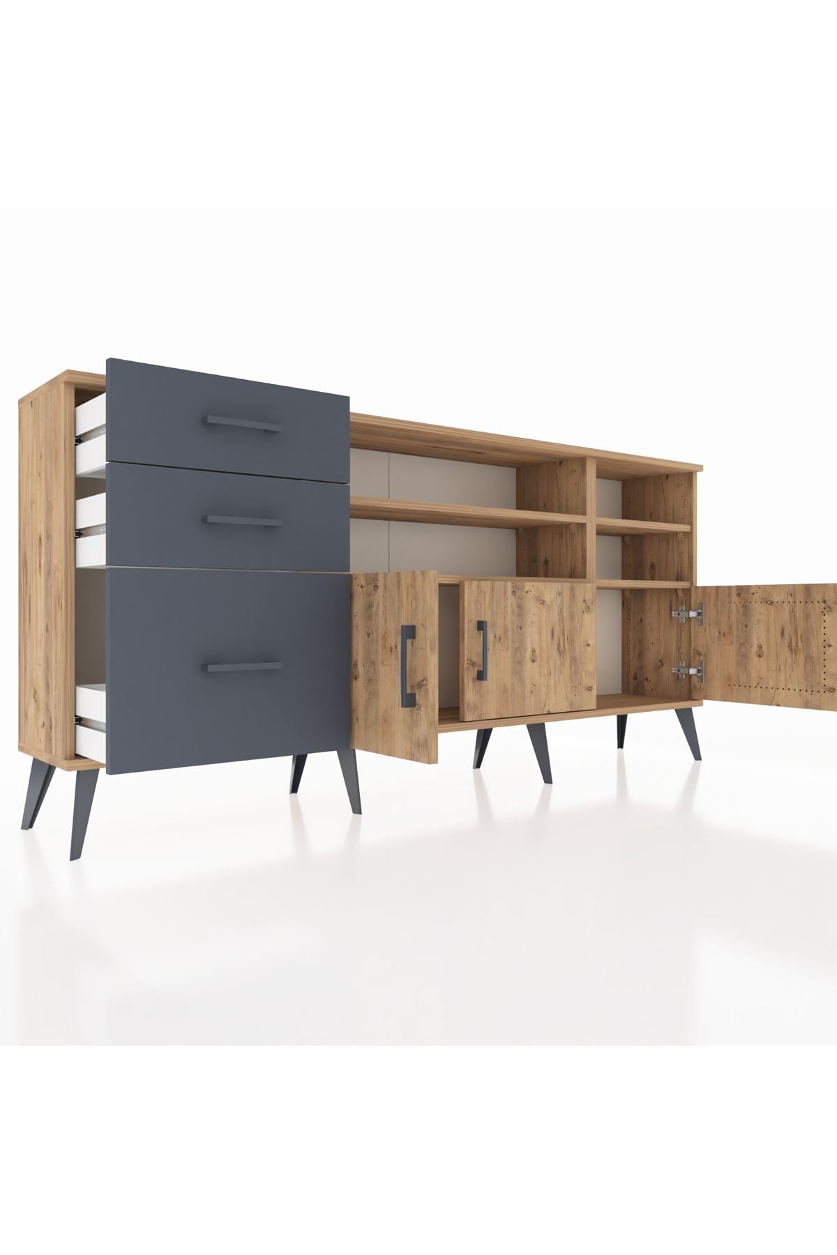 Arges Konsol 4 Raflı 3 Çekmeceli 3 Kapaklı 176x30x83 - S148M031V20A