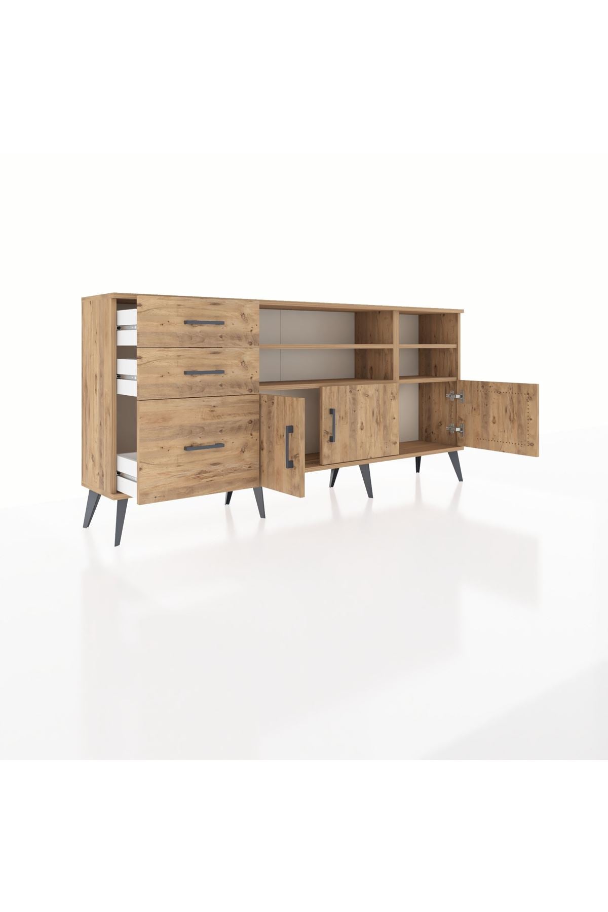 Arges Konsol 4 Raflı 3 Çekmeceli 3 Kapaklı 176x30x83 - S148M031V21A