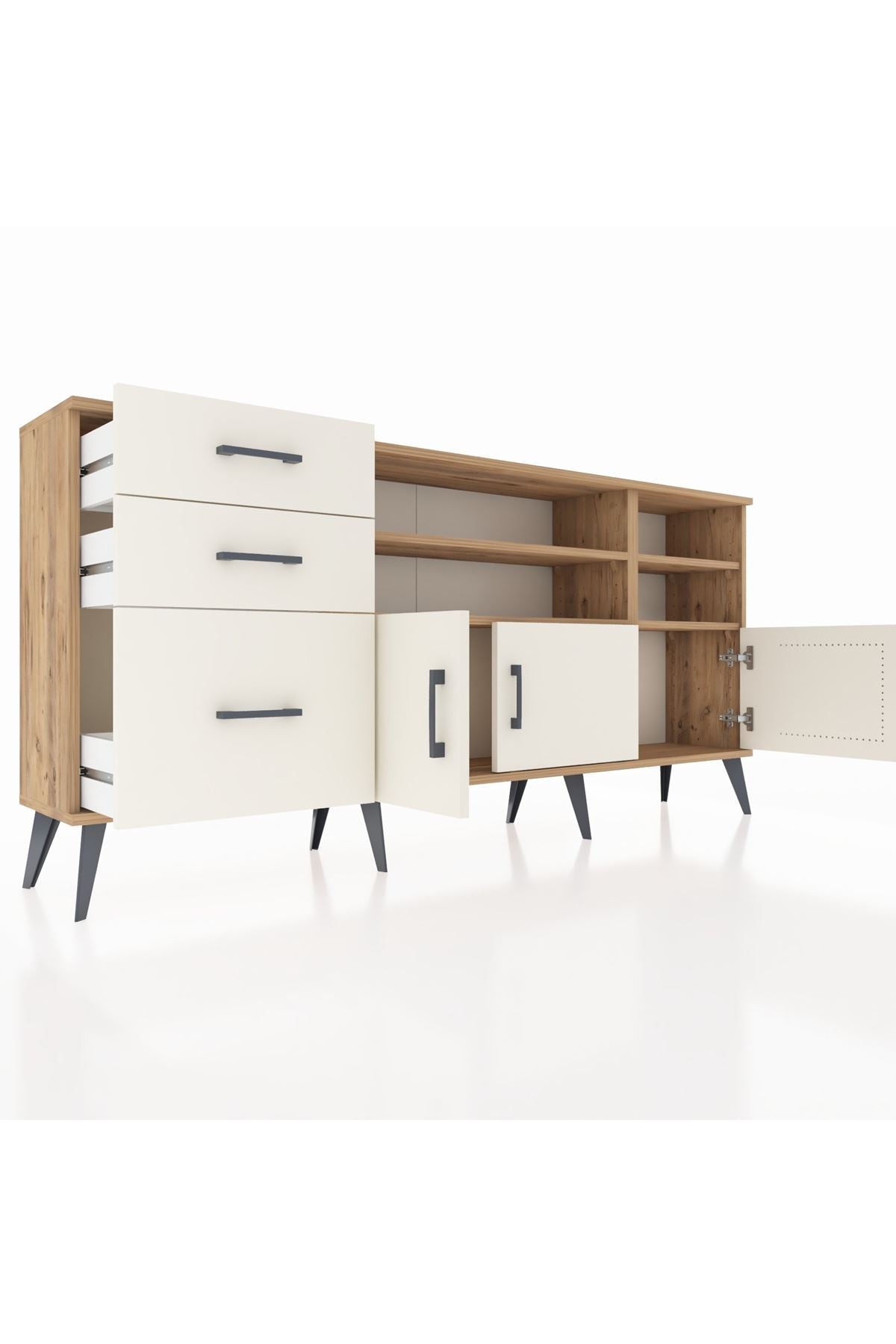 Arges Konsol 4 Raflı 3 Çekmeceli 3 Kapaklı 176x30x83 - S148M031V22A