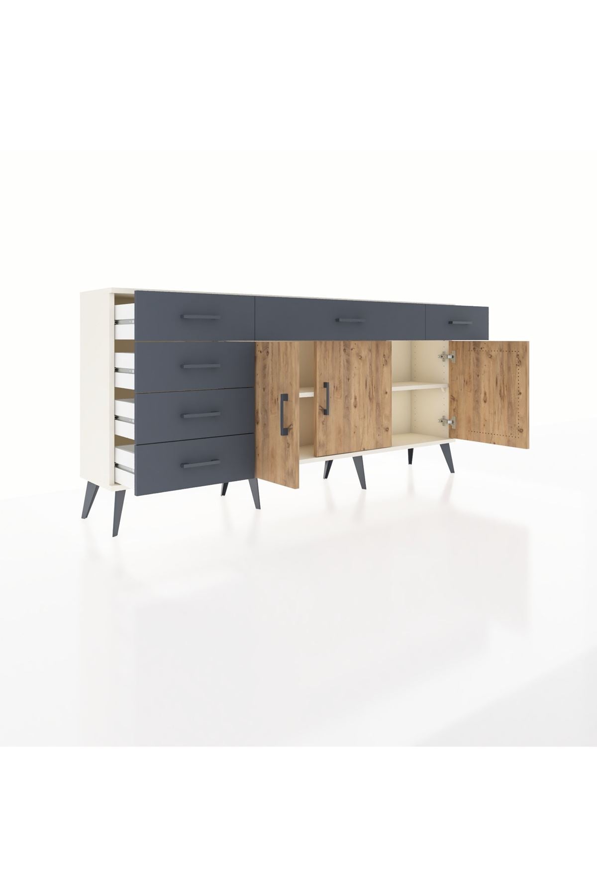 Arges Konsol 2 Raflı 6 Çekmeceli 3 Kapaklı 176x30x83 - S148M032V02A