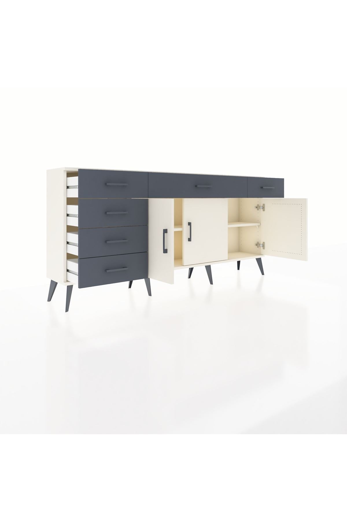 Arges Konsol 2 Raflı 6 Çekmeceli 3 Kapaklı 176x30x83 - S148M032V05A