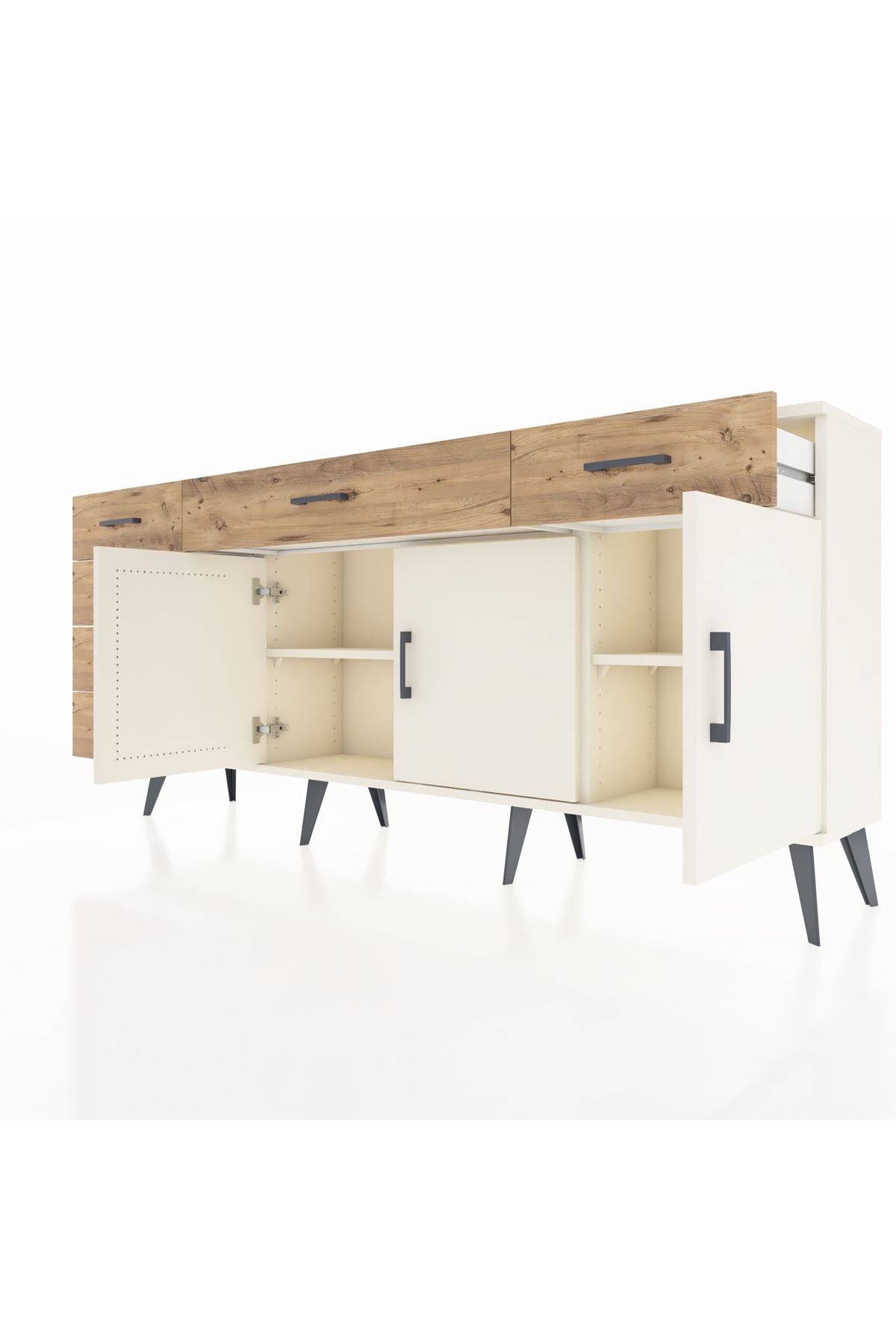Arges Konsol 2 Raflı 6 Çekmeceli 3 Kapaklı 176x30x83 - S148M032V06A