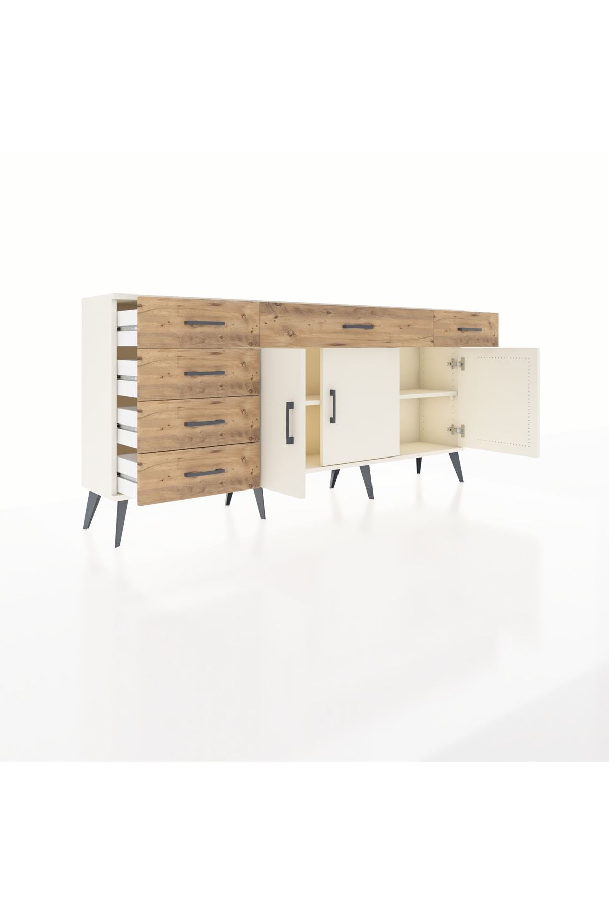 Arges Konsol 2 Raflı 6 Çekmeceli 3 Kapaklı 176x30x83 - S148M032V06A
