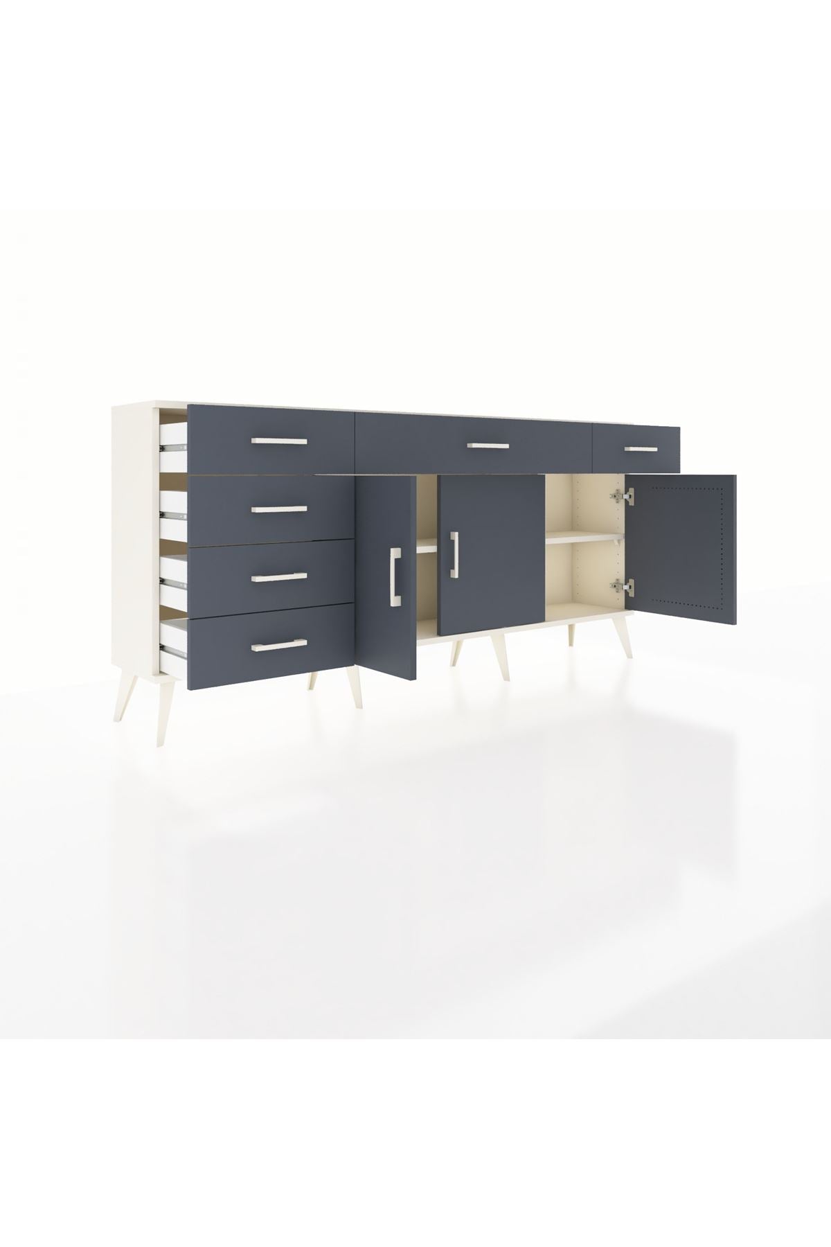 Arges Konsol 2 Raflı 6 Çekmeceli 3 Kapaklı 176x30x83 - S148M032V08A