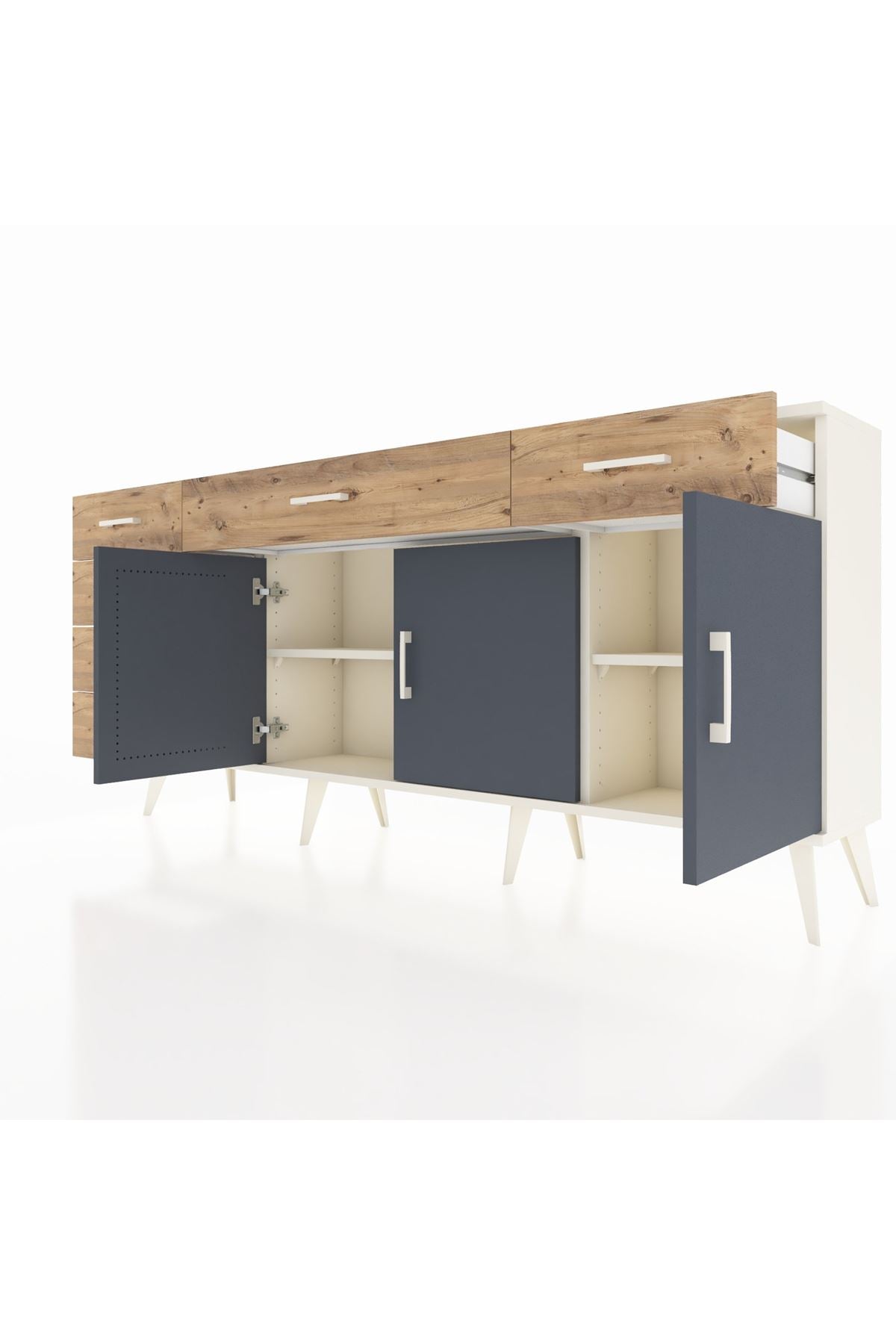 Arges Konsol 2 Raflı 6 Çekmeceli 3 Kapaklı 176x30x83 - S148M032V09A