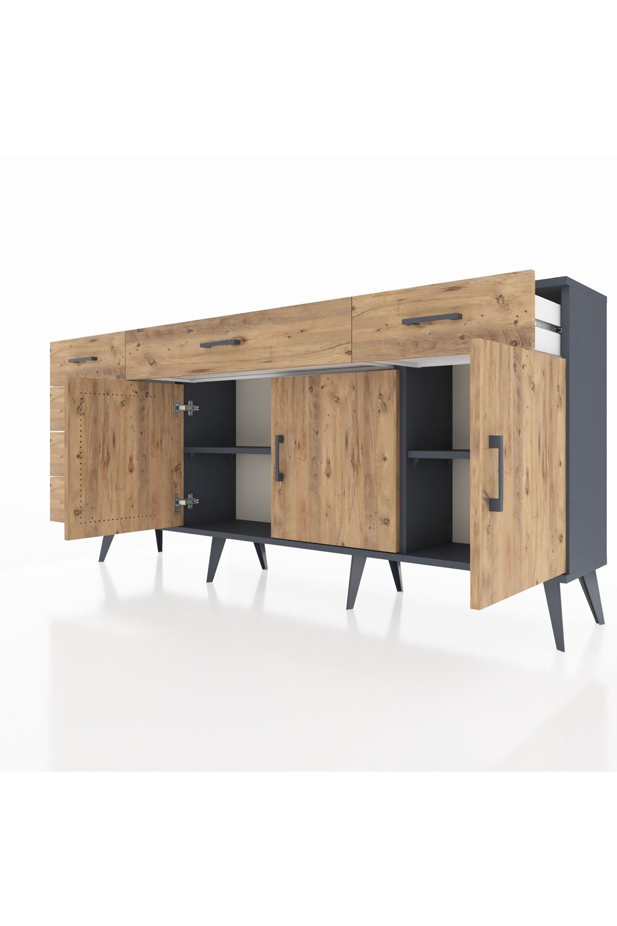 Arges Konsol 2 Raflı 6 Çekmeceli 3 Kapaklı 176x30x83 - S148M032V12A