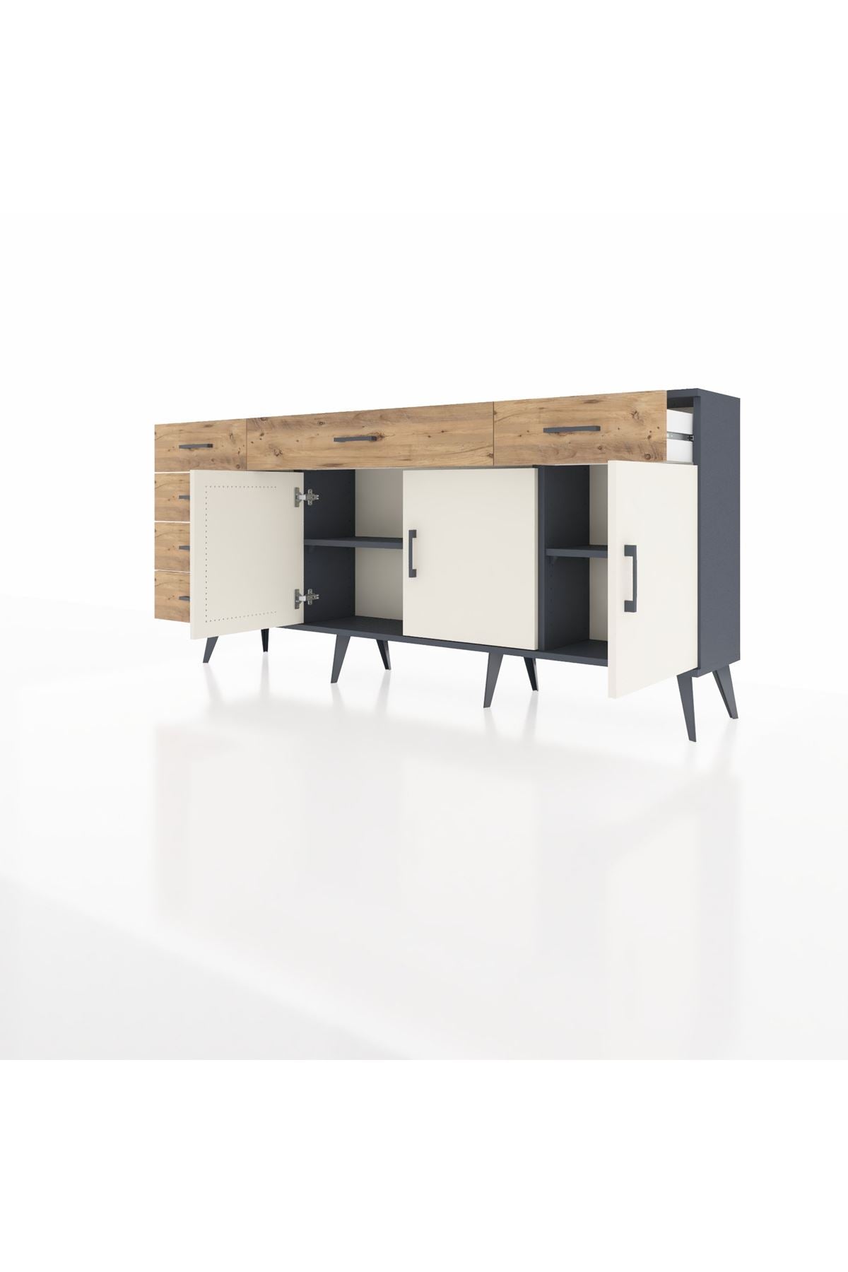 Arges Konsol 2 Raflı 6 Çekmeceli 3 Kapaklı 176x30x83 - S148M032V15A