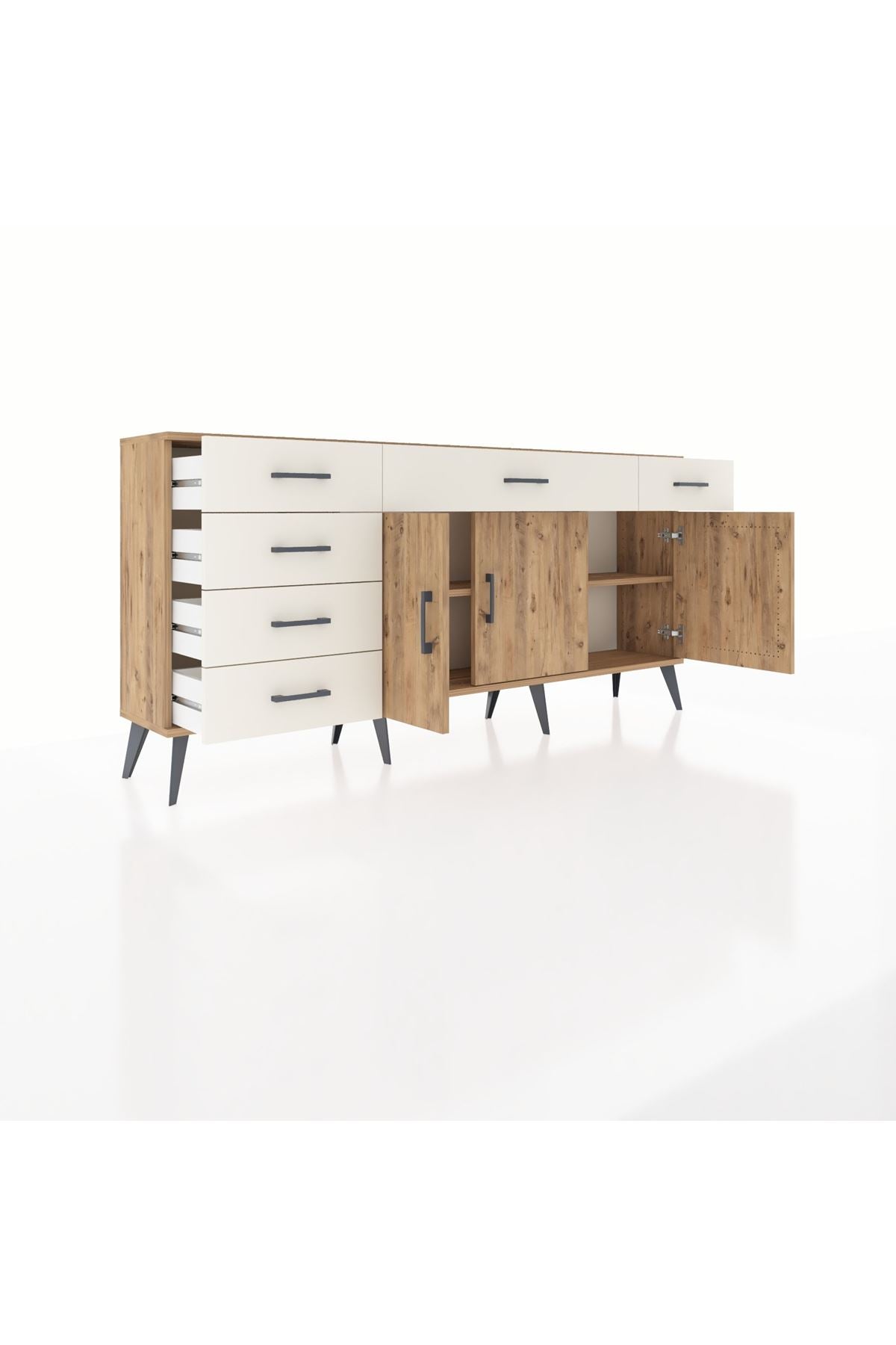 Arges Konsol 2 Raflı 6 Çekmeceli 3 Kapaklı 176x30x83 - S148M032V19A