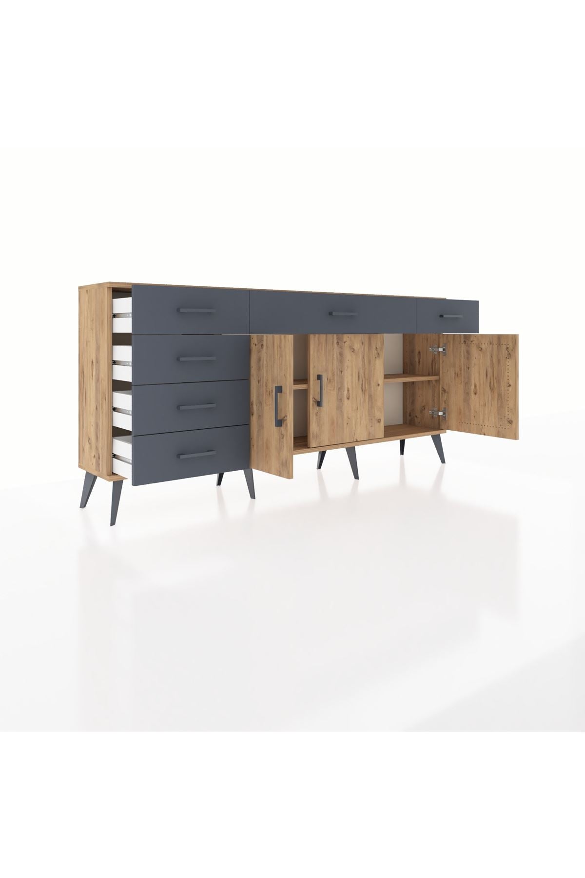 Arges Konsol 2 Raflı 6 Çekmeceli 3 Kapaklı 176x30x83 - S148M032V20A