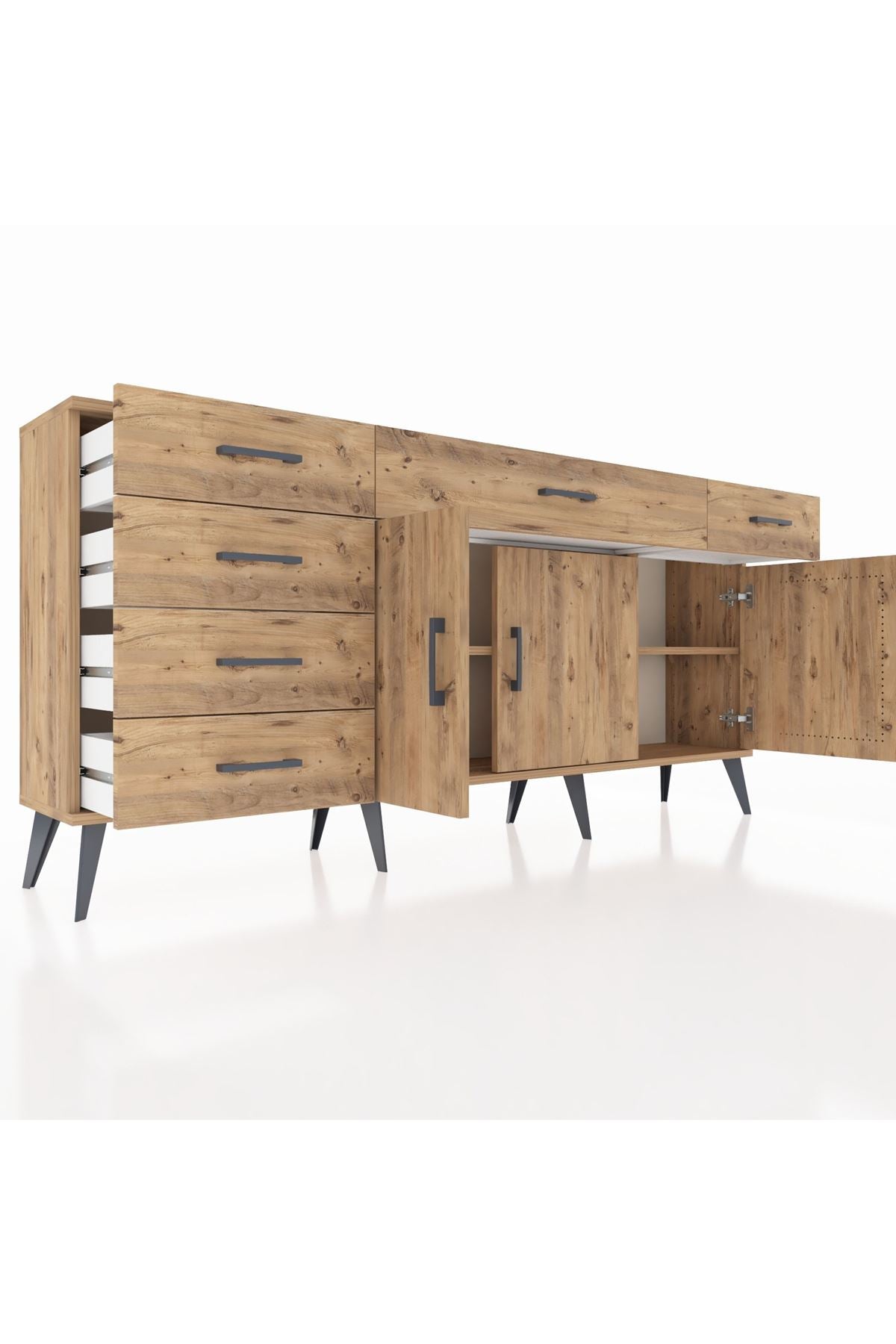 Arges Konsol 2 Raflı 6 Çekmeceli 3 Kapaklı 176x30x83 - S148M032V21A