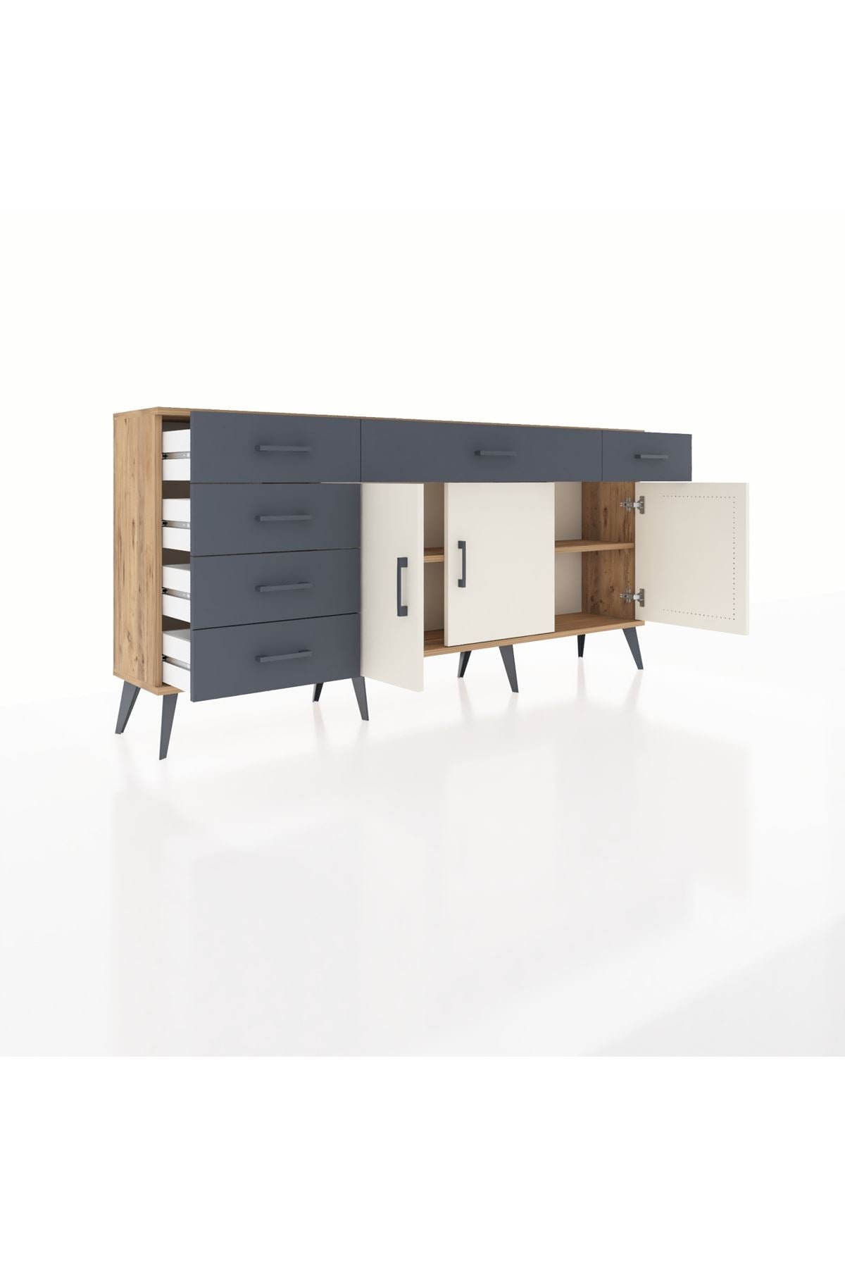 Arges Konsol 2 Raflı 6 Çekmeceli 3 Kapaklı 176x30x83 - S148M032V23A