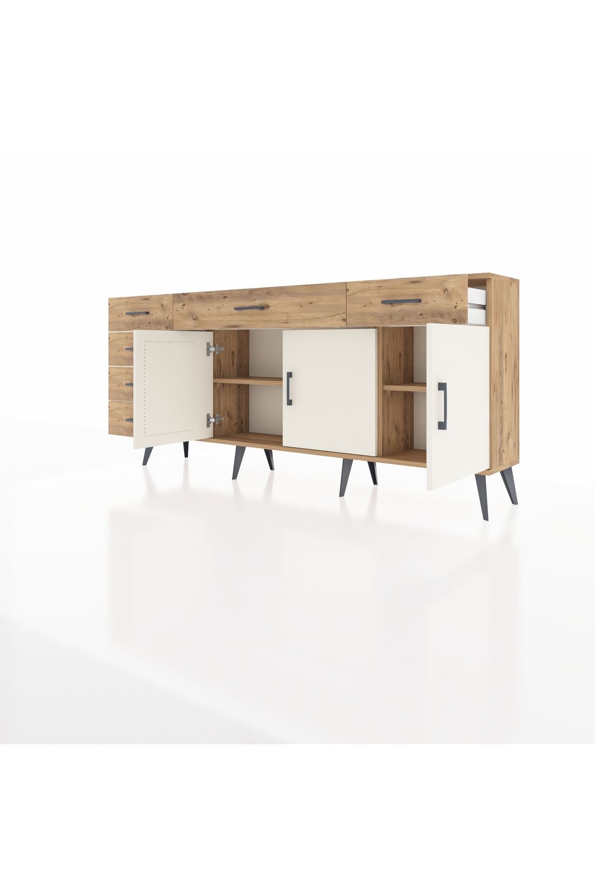 Arges Konsol 2 Raflı 6 Çekmeceli 3 Kapaklı 176x30x83 - S148M032V24A