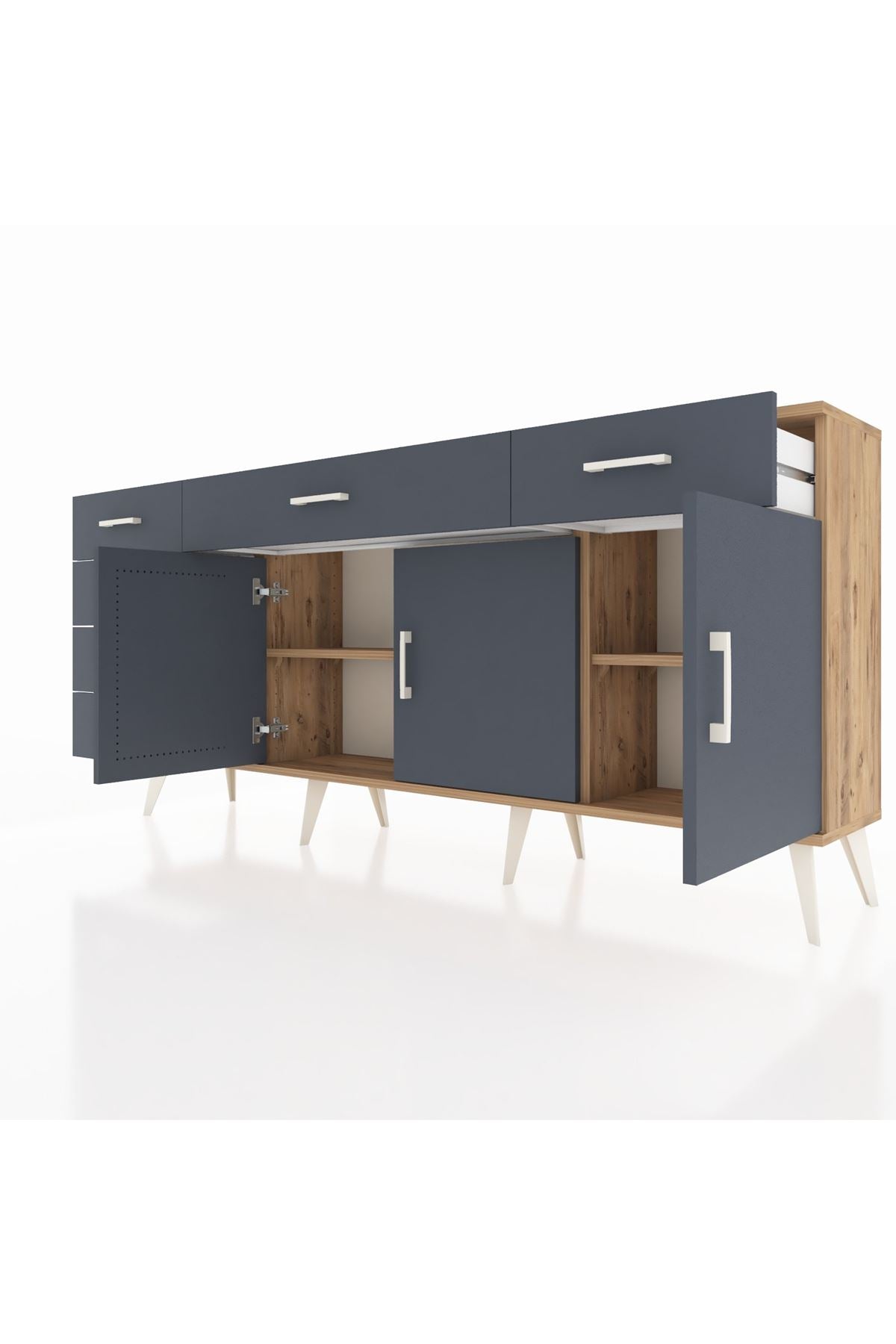 Arges Konsol 2 Raflı 6 Çekmeceli 3 Kapaklı 176x30x83 - S148M032V26A