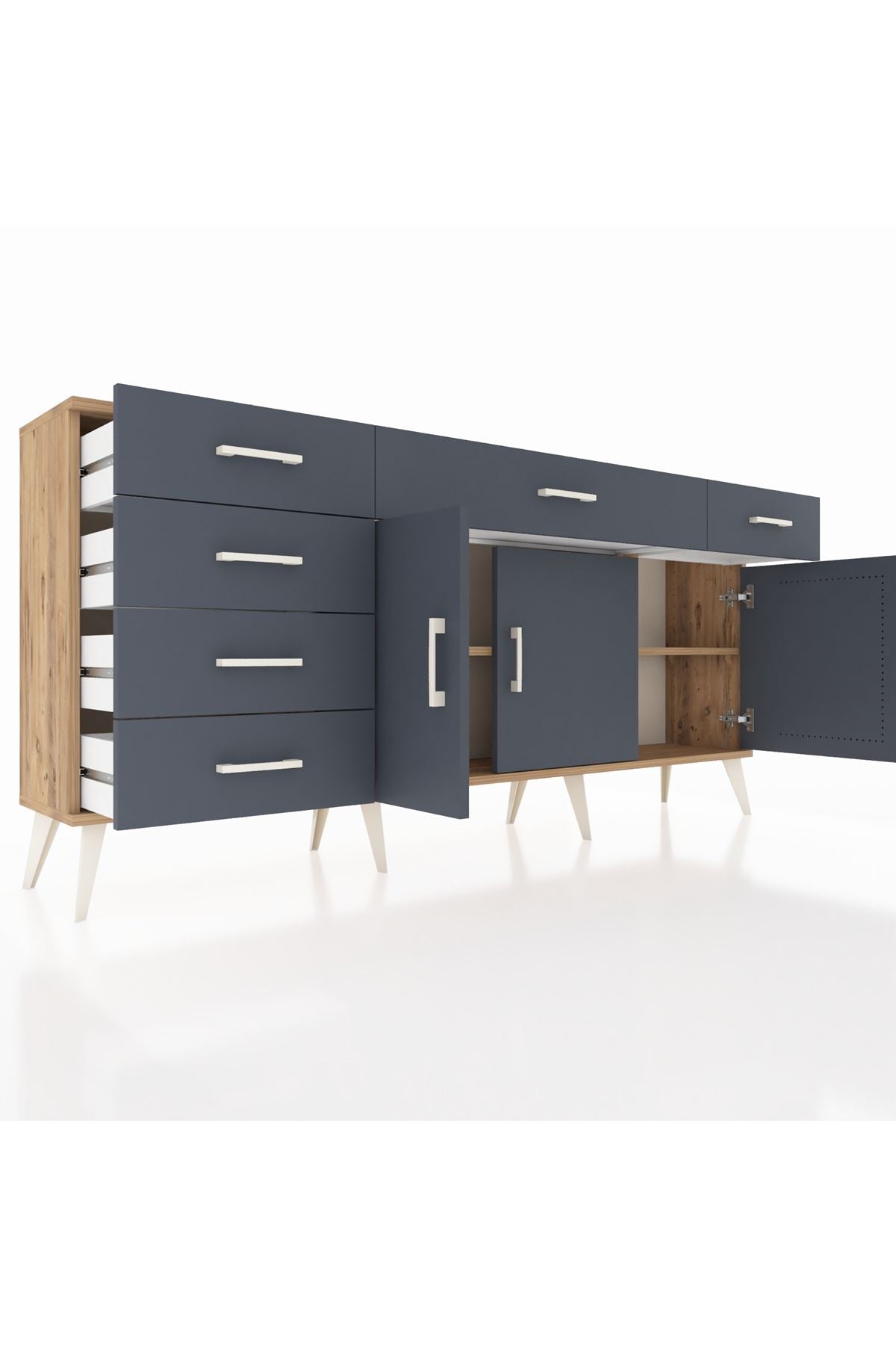 Arges Konsol 2 Raflı 6 Çekmeceli 3 Kapaklı 176x30x83 - S148M032V26A