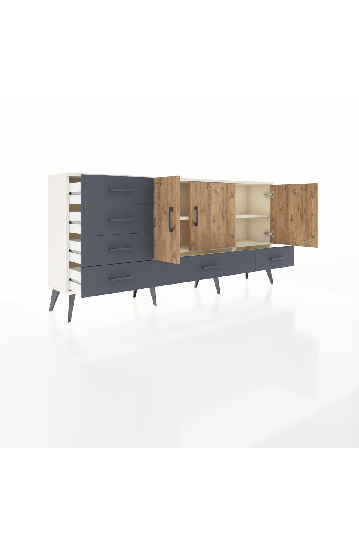 Arges Konsol 4 Raflı 6 Çekmeceli 3 Kapaklı 176x30x83 - S148M033V02A