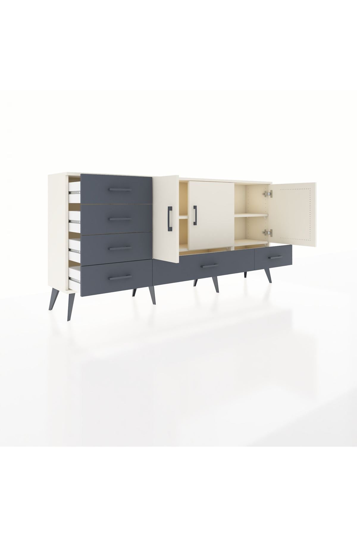 Arges Konsol 4 Raflı 6 Çekmeceli 3 Kapaklı 176x30x83 - S148M033V05A