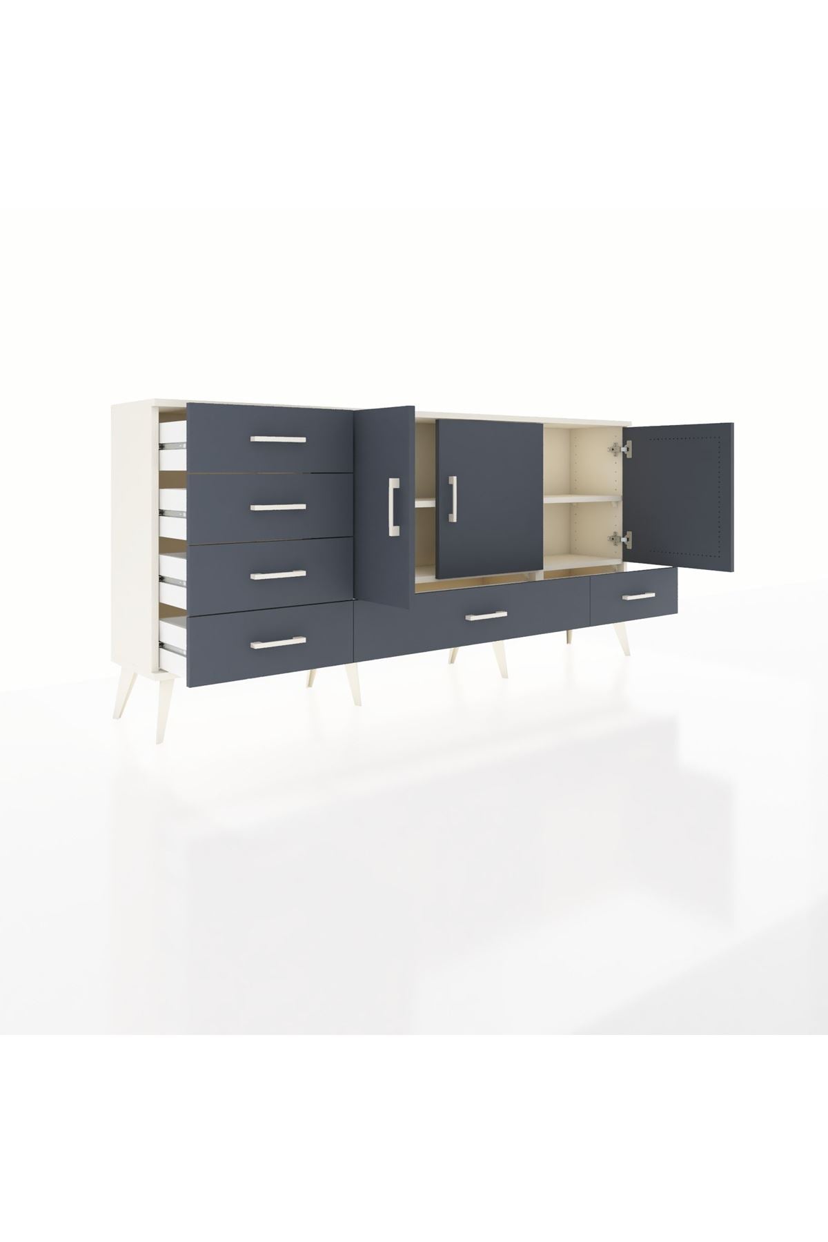 Arges Konsol 4 Raflı 6 Çekmeceli 3 Kapaklı 176x30x83 - S148M033V08A