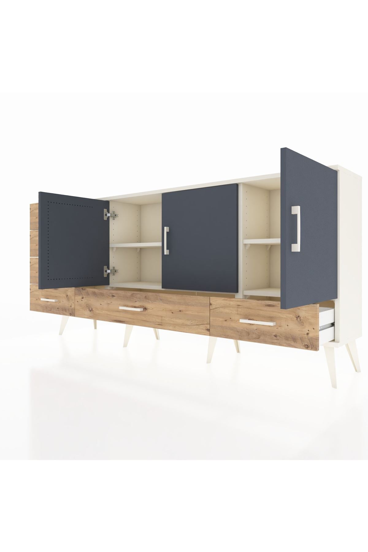 Arges Konsol 4 Raflı 6 Çekmeceli 3 Kapaklı 176x30x83 - S148M033V09A