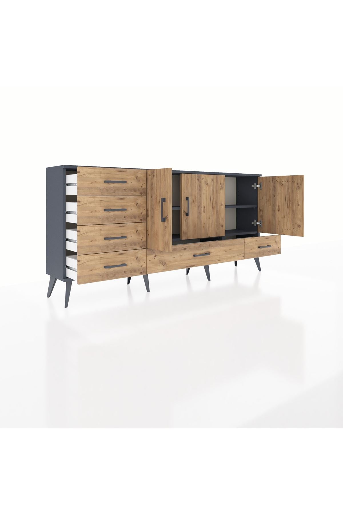 Arges Konsol 4 Raflı 6 Çekmeceli 3 Kapaklı 176x30x83 - S148M033V12A