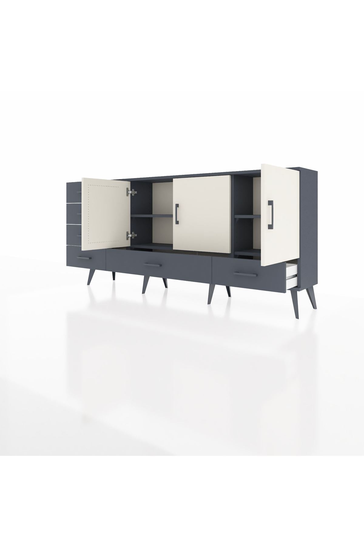 Arges Konsol 4 Raflı 6 Çekmeceli 3 Kapaklı 176x30x83 - S148M033V14A