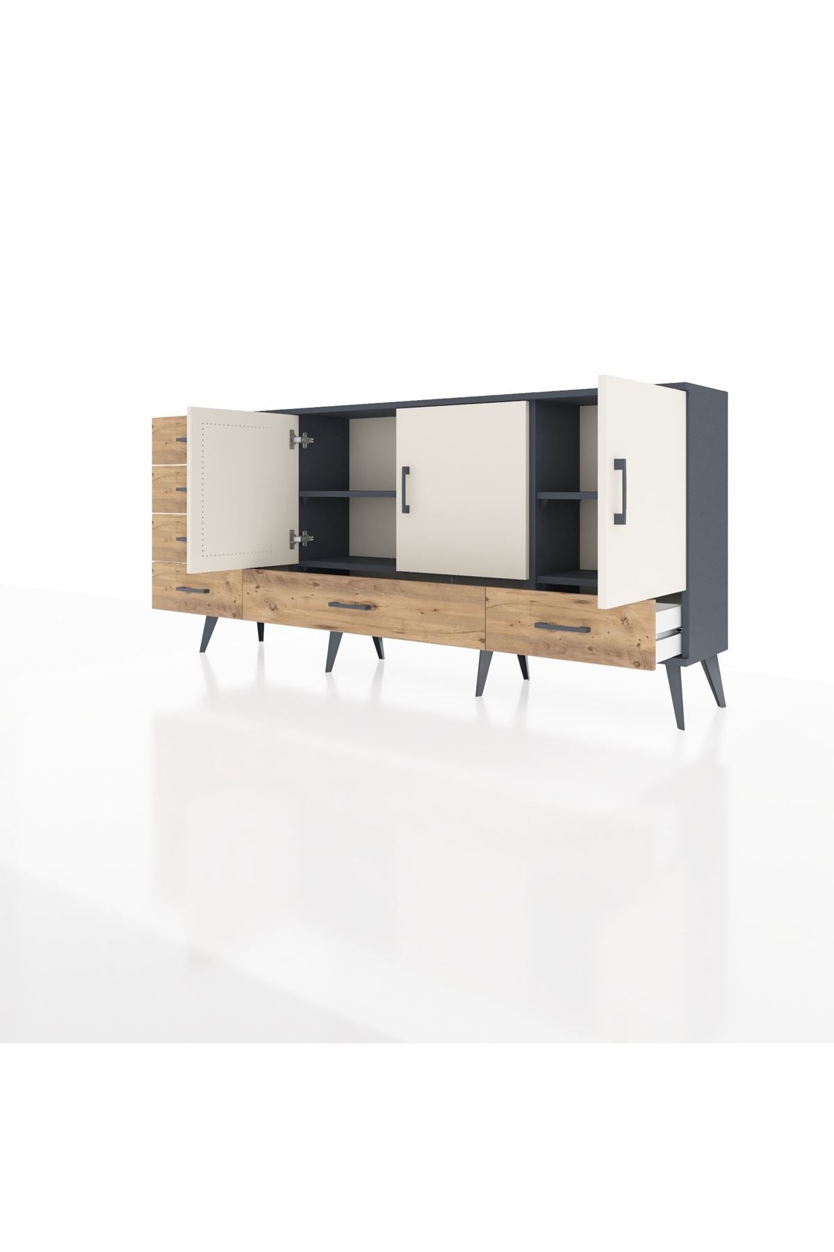Arges Konsol 4 Raflı 6 Çekmeceli 3 Kapaklı 176x30x83 - S148M033V15A