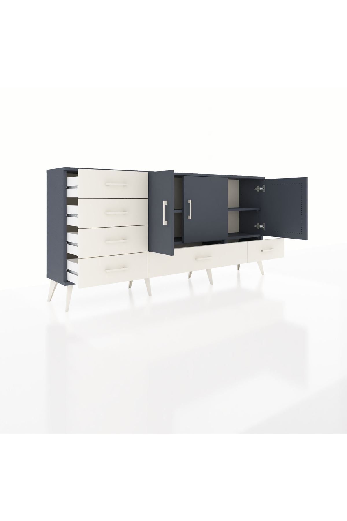 Arges Konsol 4 Raflı 6 Çekmeceli 3 Kapaklı 176x30x83 - S148M033V16A